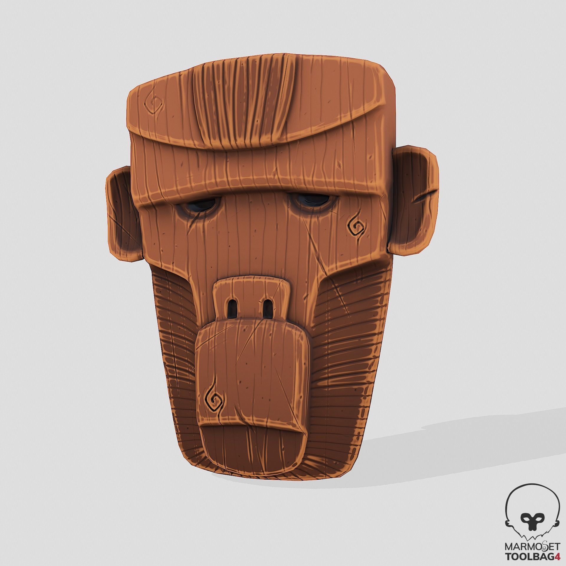 Stylized Wooden Masks Low-poly 3D model_6