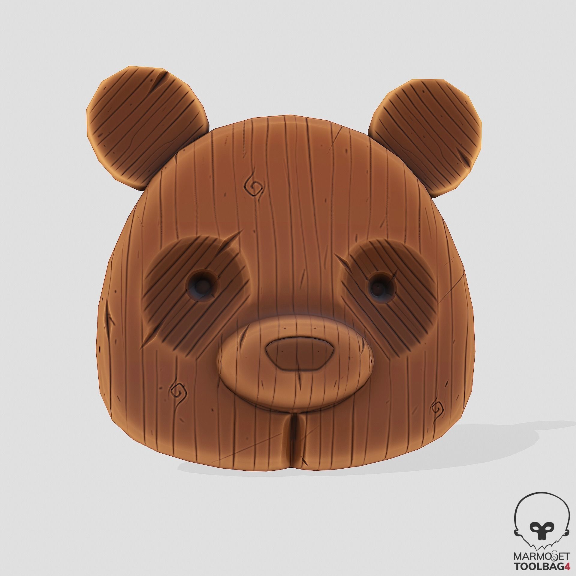 Stylized Wooden Masks Low-poly 3D model_2
