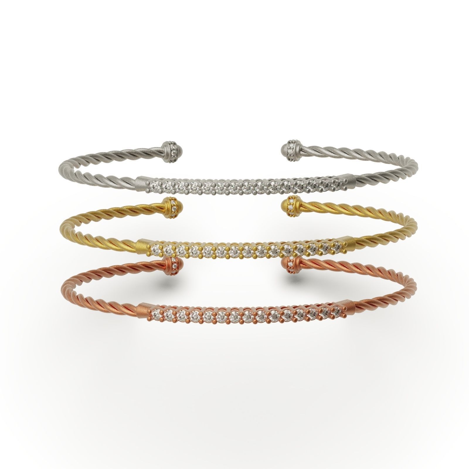 Diamond bracelet round 3D print model_3