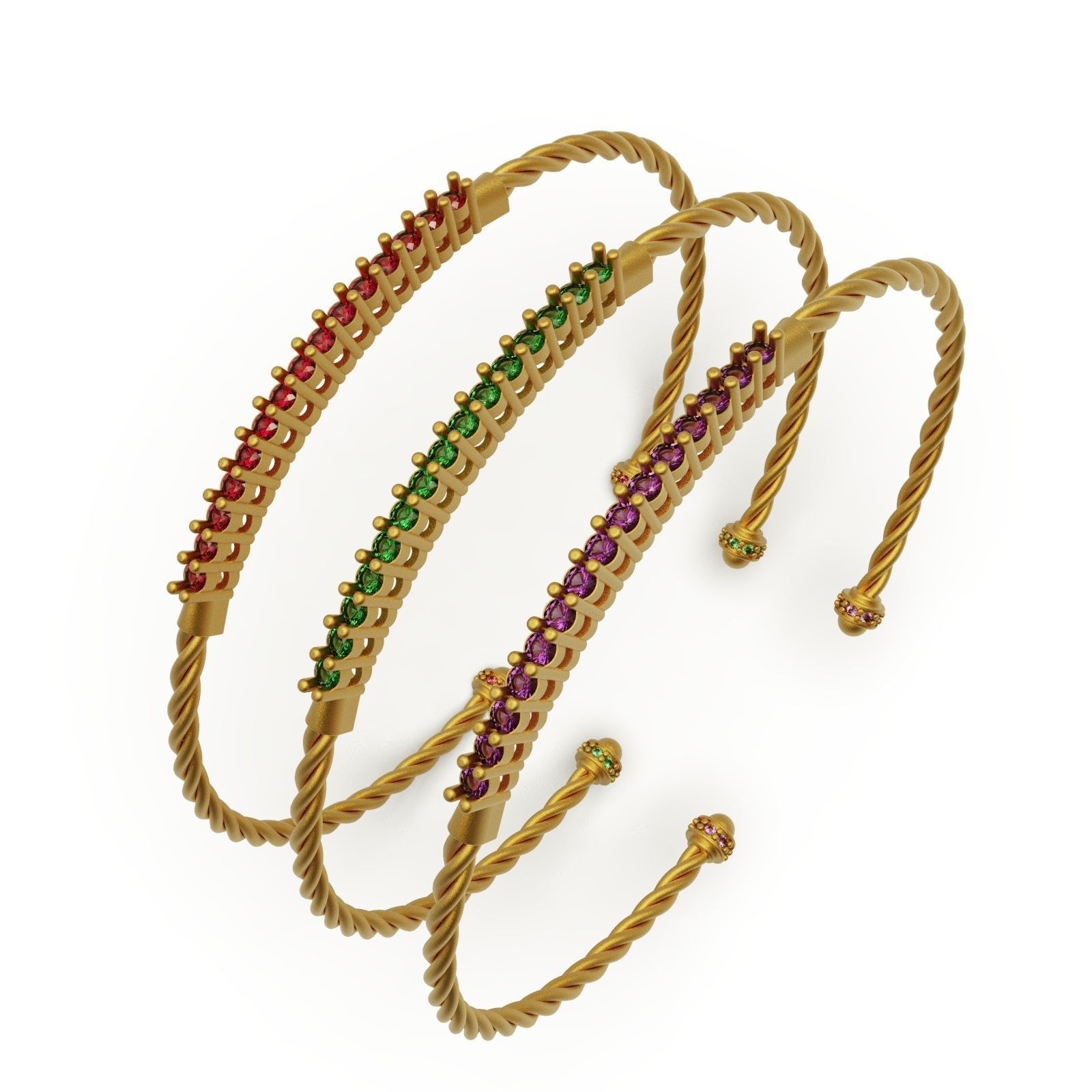 Diamond bracelet round 3D print model_2