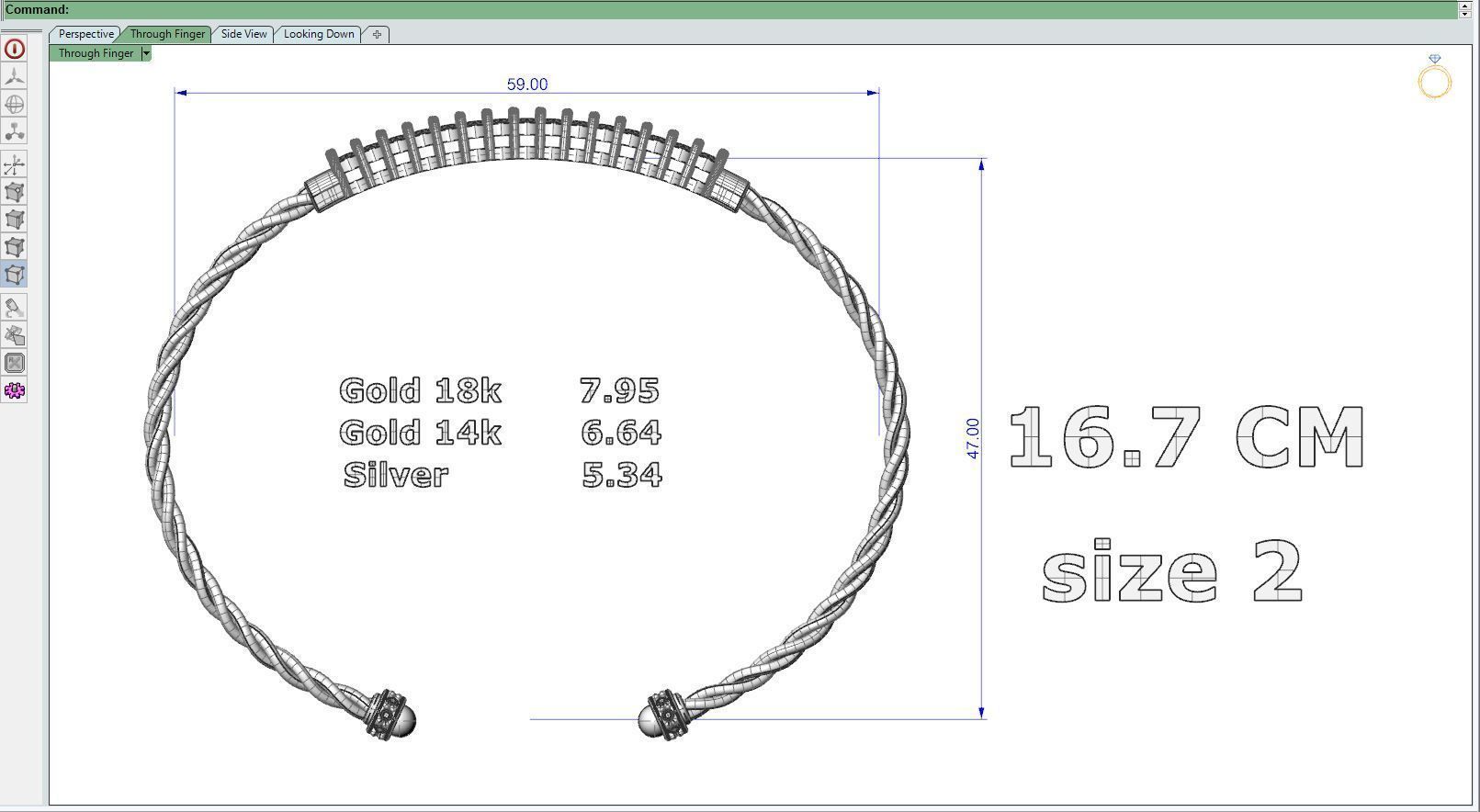 Diamond bracelet round 3D print model_7