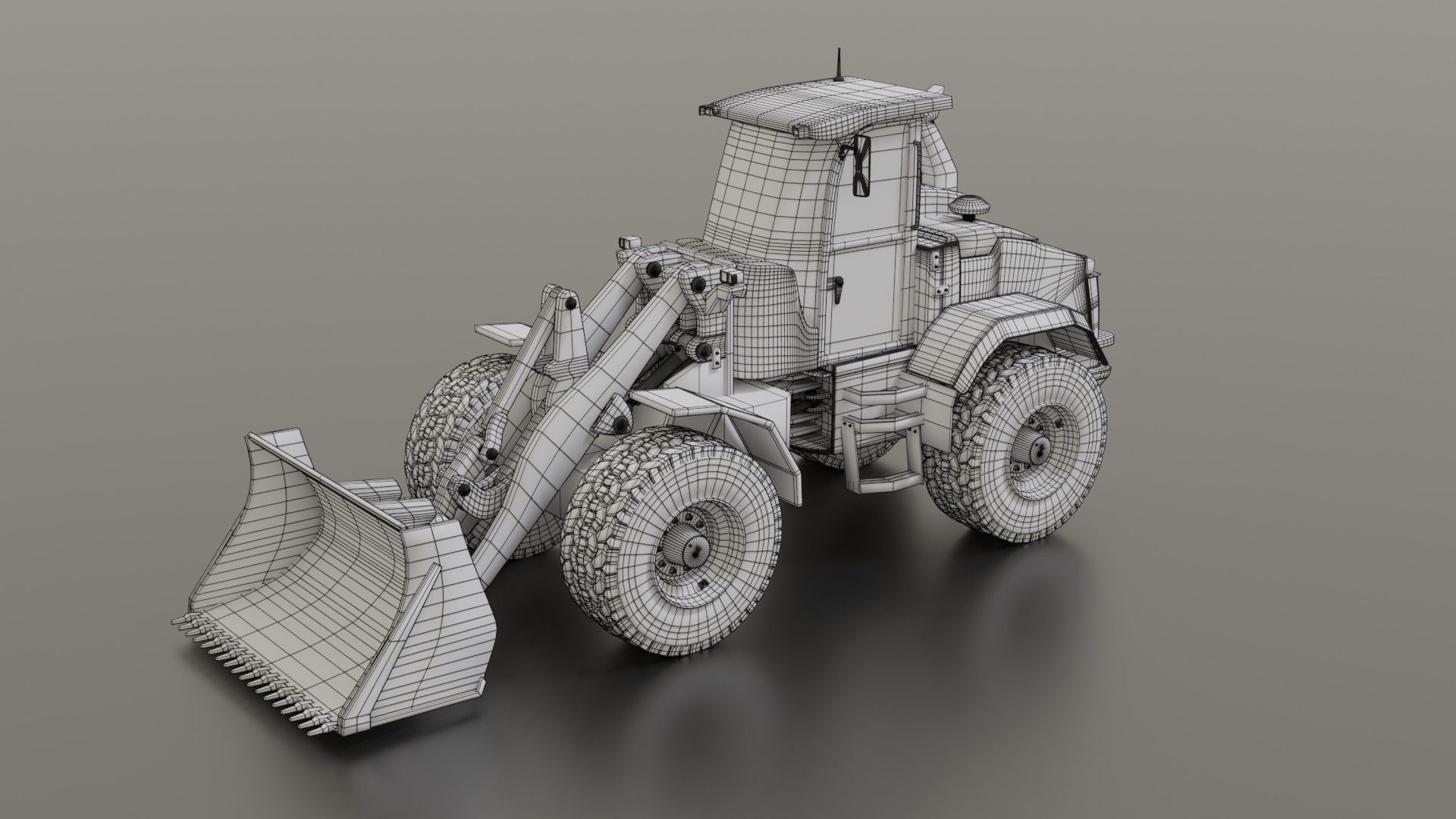 Wheel loader Low-poly 3D model_2