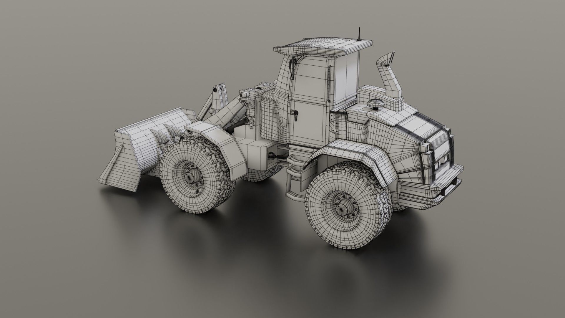 Wheel loader Low-poly 3D model_3