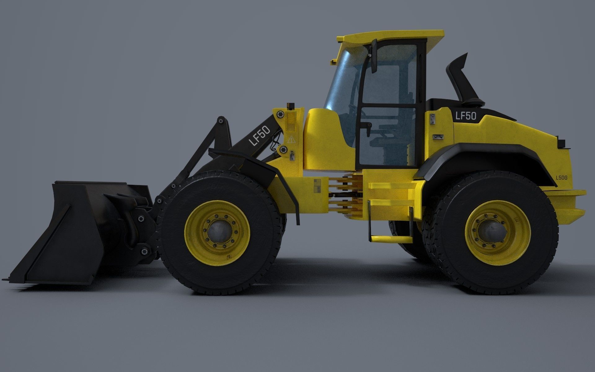 Wheel loader Low-poly 3D model_1