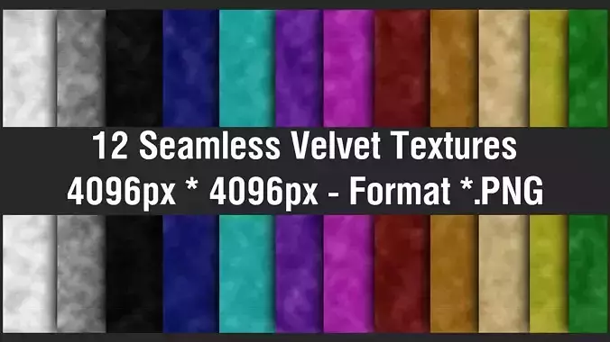 12 Seamless Velvet Textures - 4k Resolution 3D model