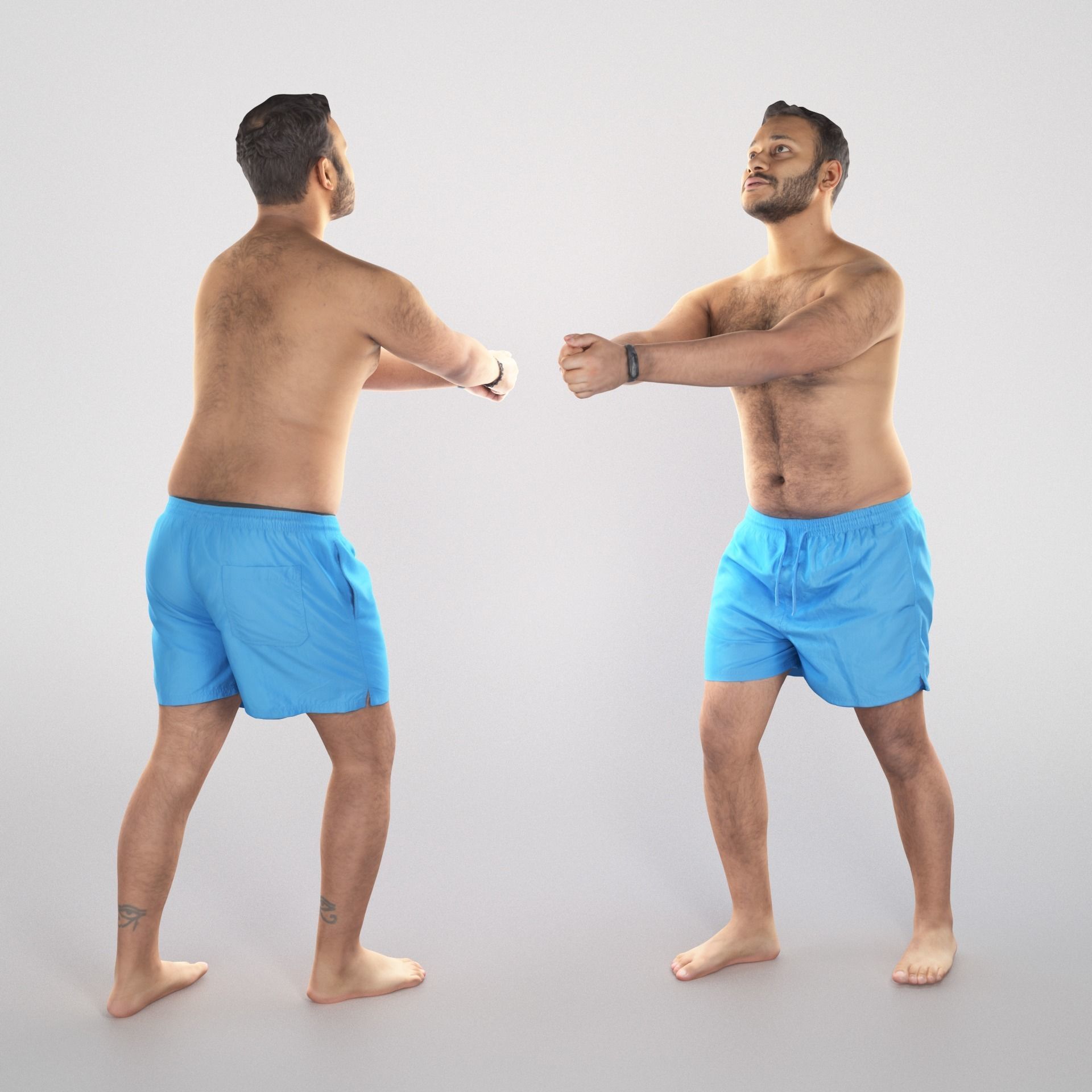 Man in shorts playing beach volleyball 331 Low-poly 3D model_1