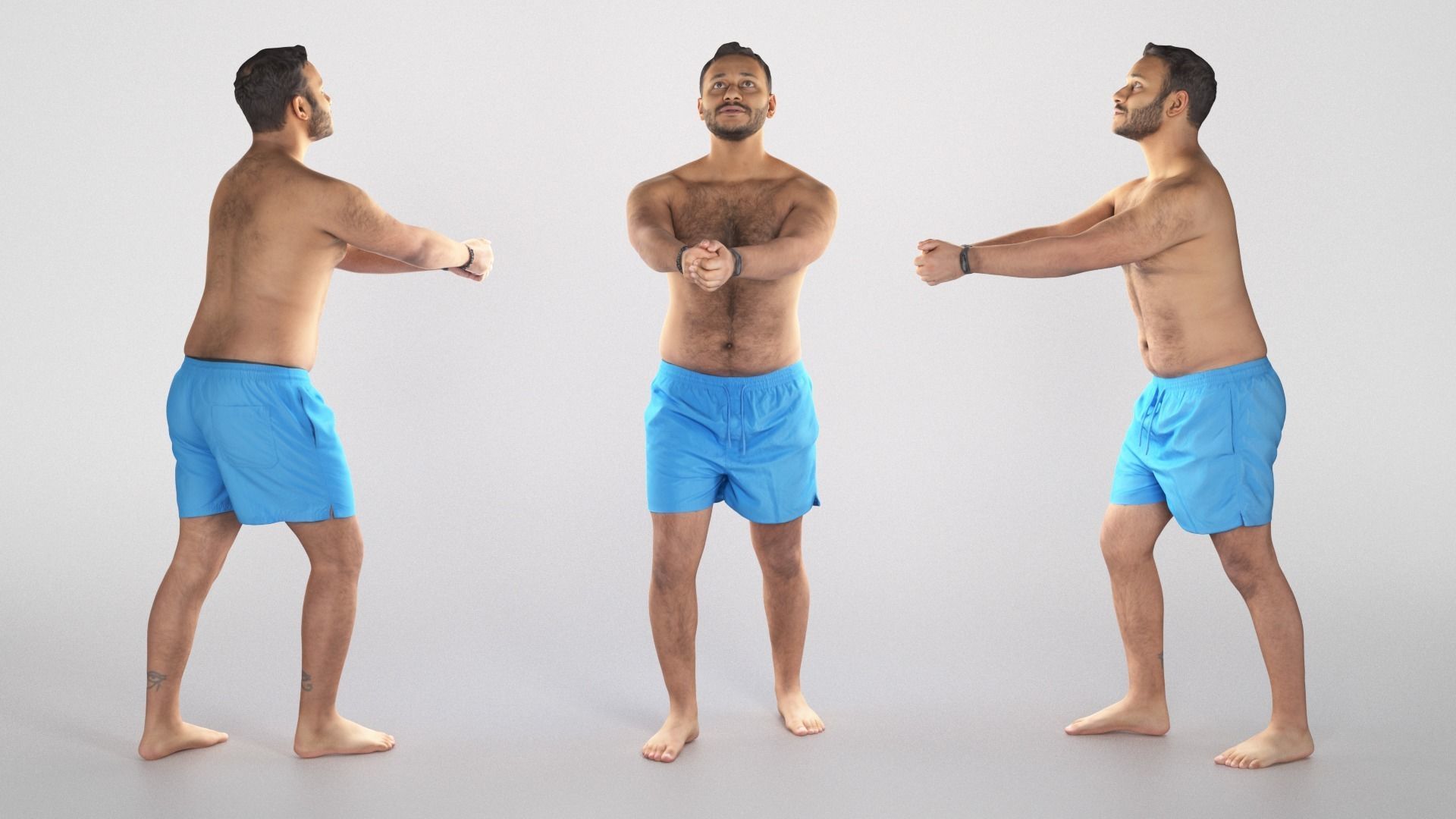 Man in shorts playing beach volleyball 331 Low-poly 3D model_2