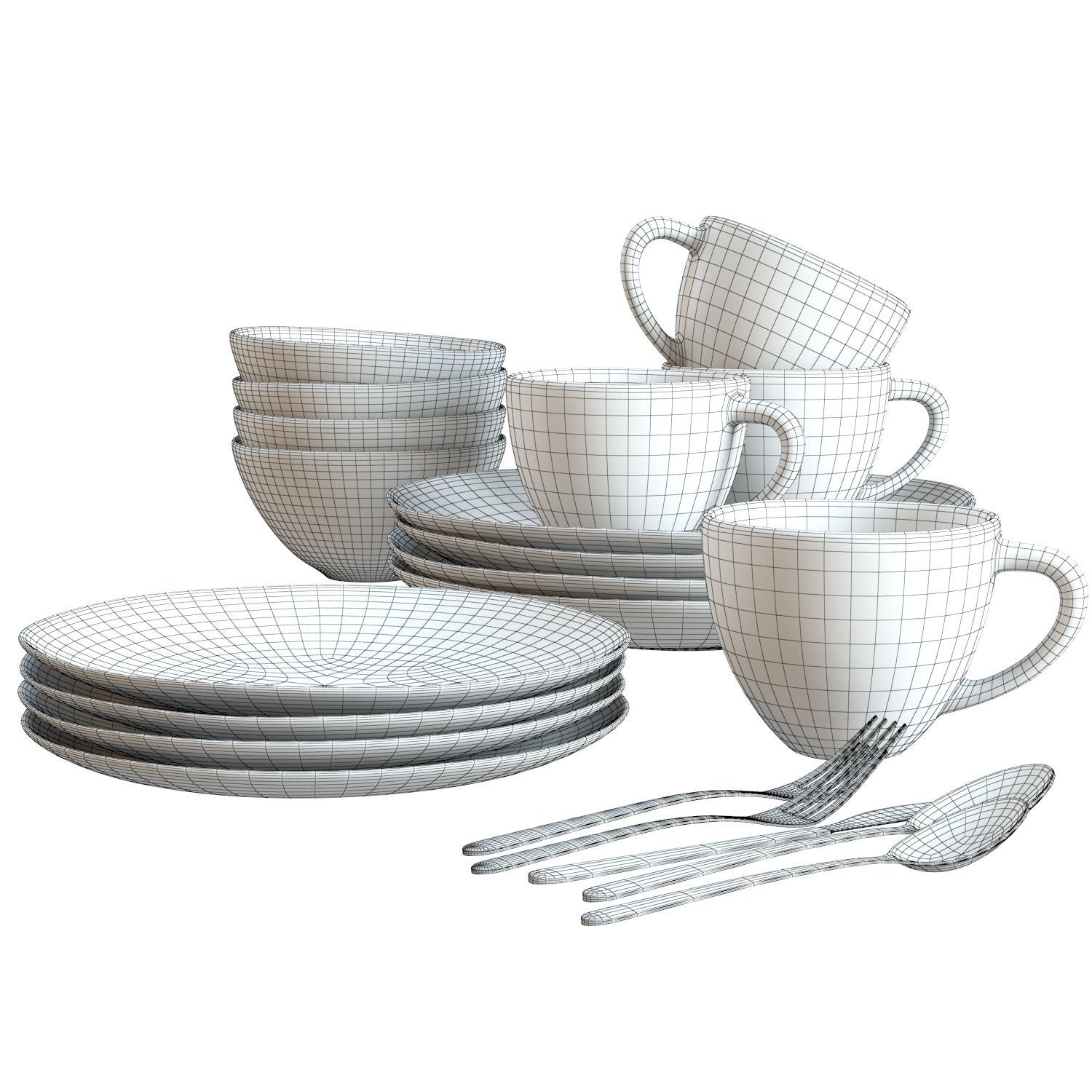 Dinnerware 01 - Crate and Barrel Addison Dinnerware Set 3D model_3