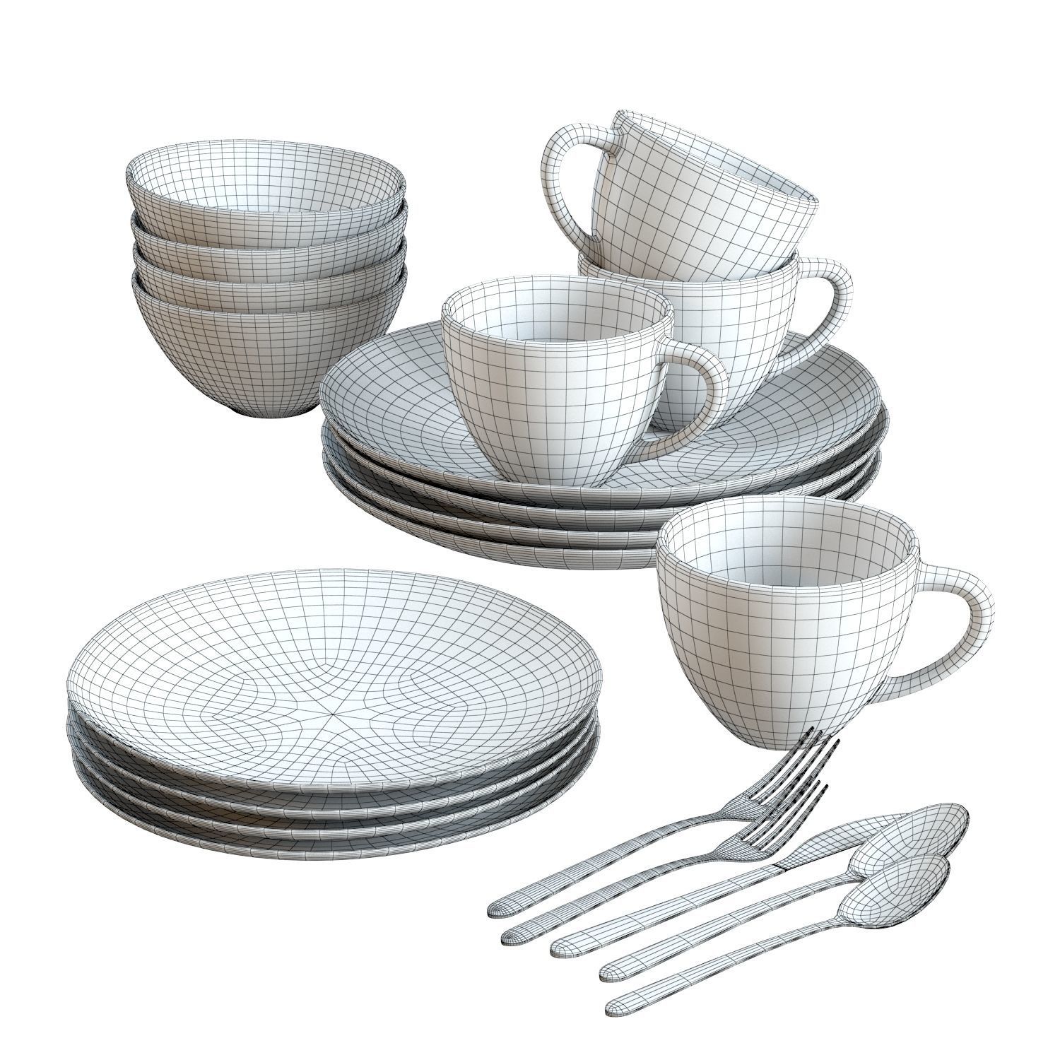 Dinnerware 01 - Crate and Barrel Addison Dinnerware Set 3D model_1