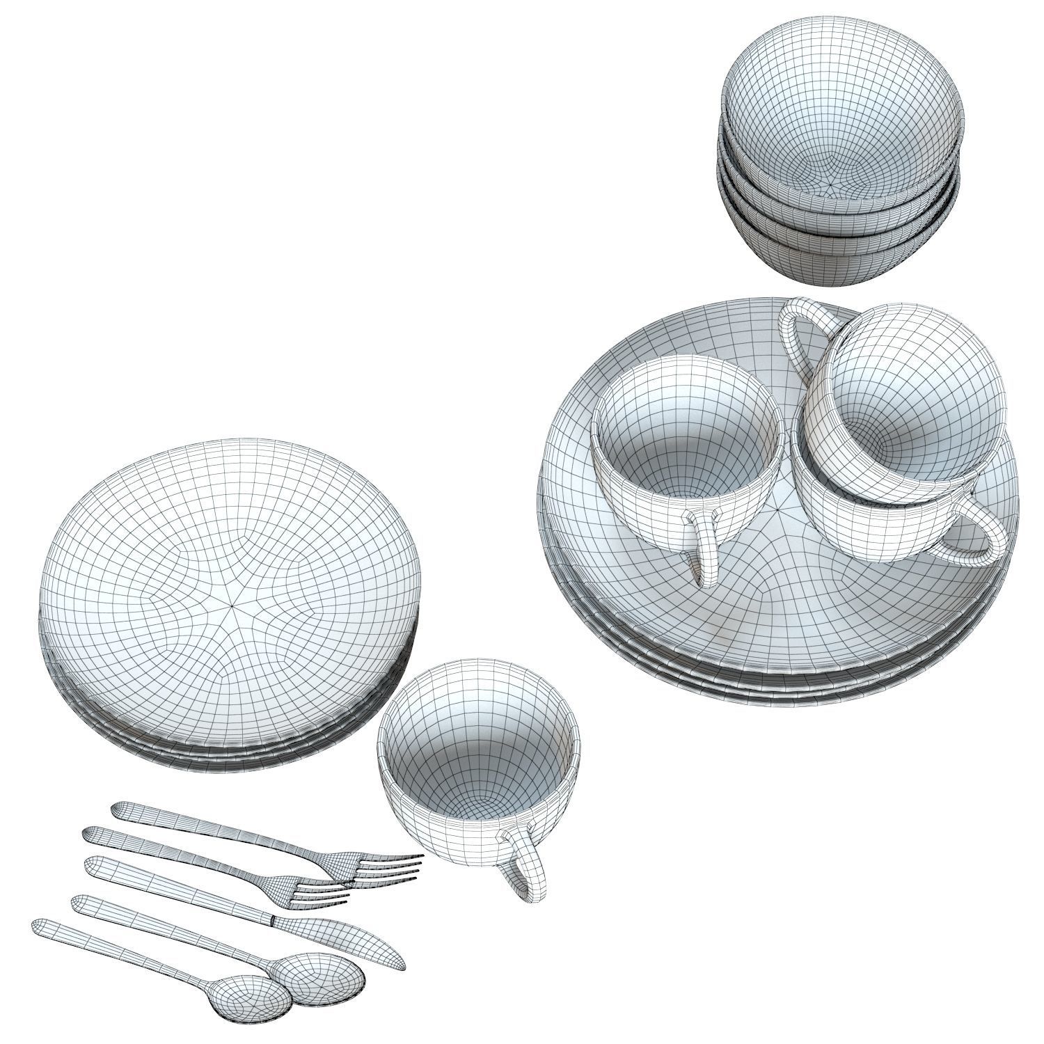 Dinnerware 01 - Crate and Barrel Addison Dinnerware Set 3D model_7