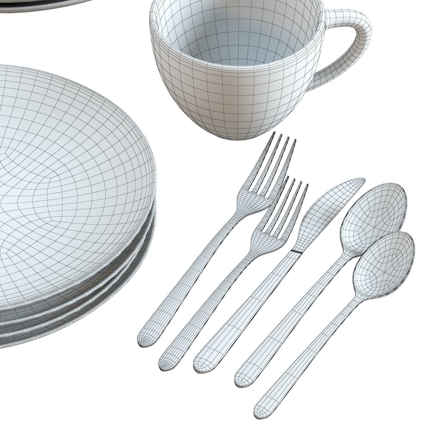 Dinnerware 01 - Crate and Barrel Addison Dinnerware Set 3D model_5