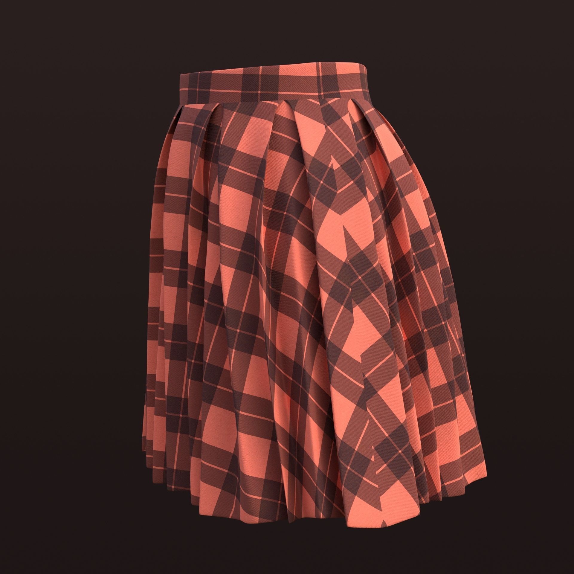 Plaid Pleated Mini Skirt - school uniform skirt Low-poly 3D model_20