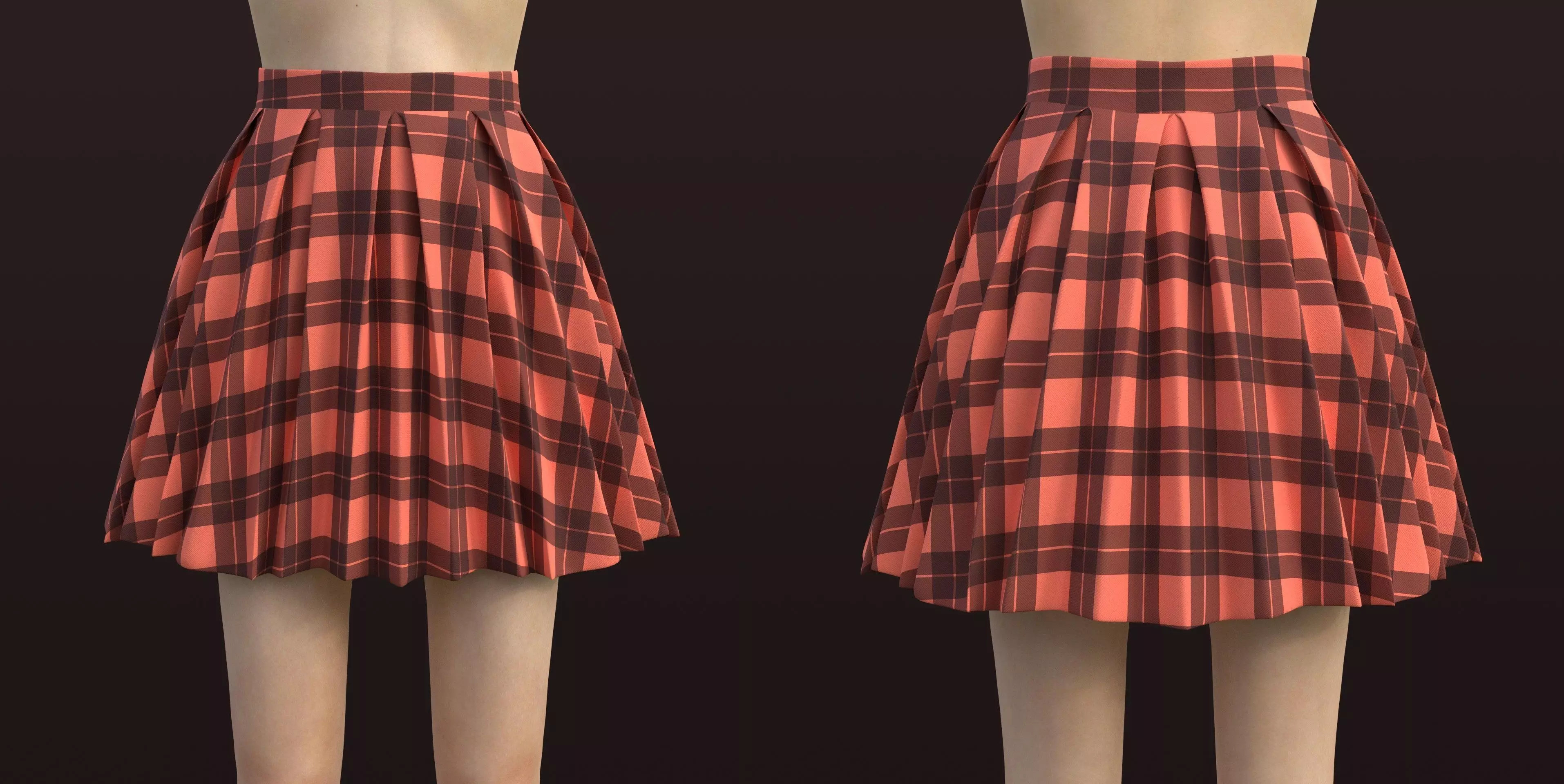 Plaid Pleated Mini Skirt - school uniform skirt Low-poly 3D model_0