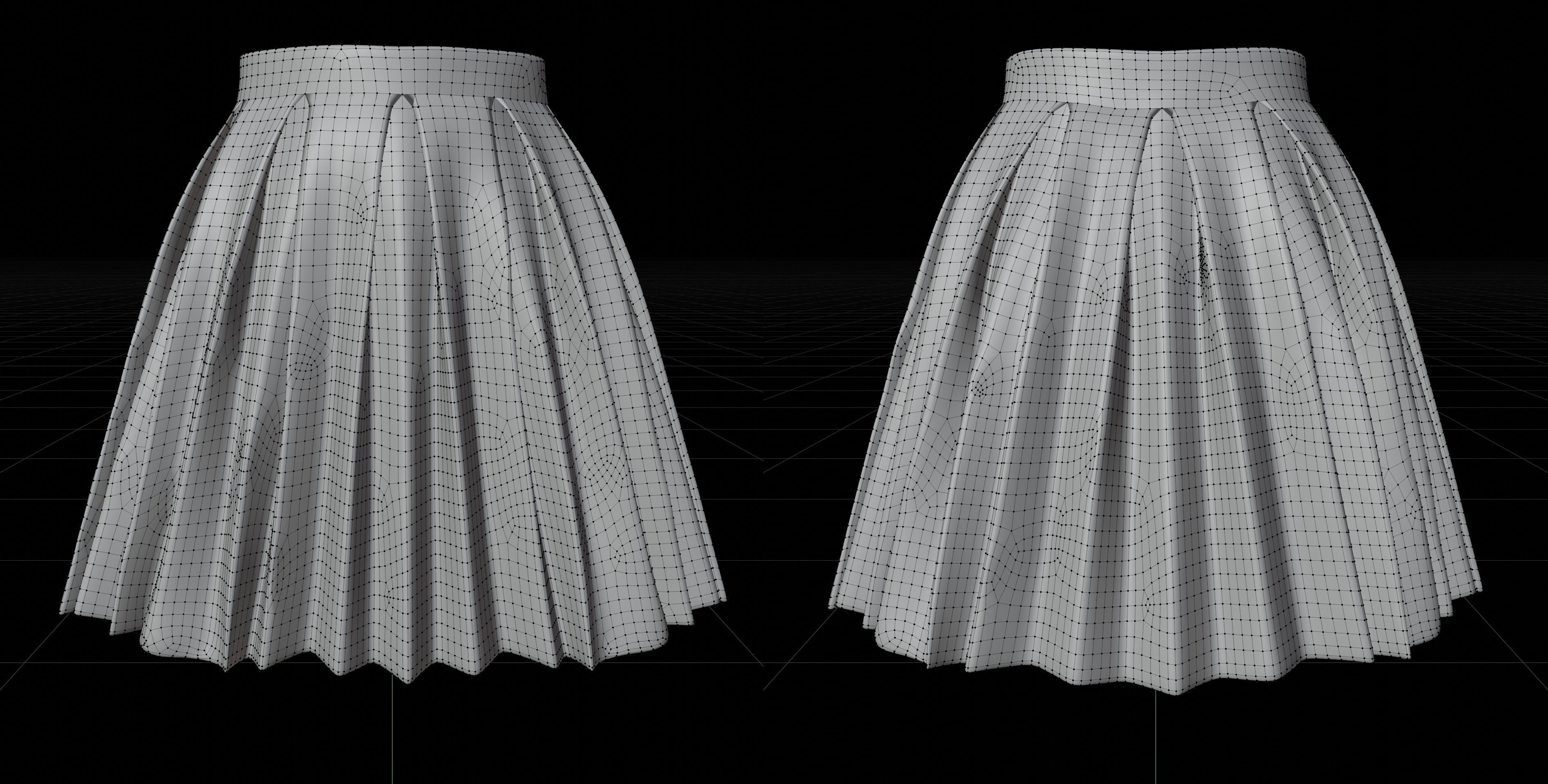 Plaid Pleated Mini Skirt - school uniform skirt Low-poly 3D model_7