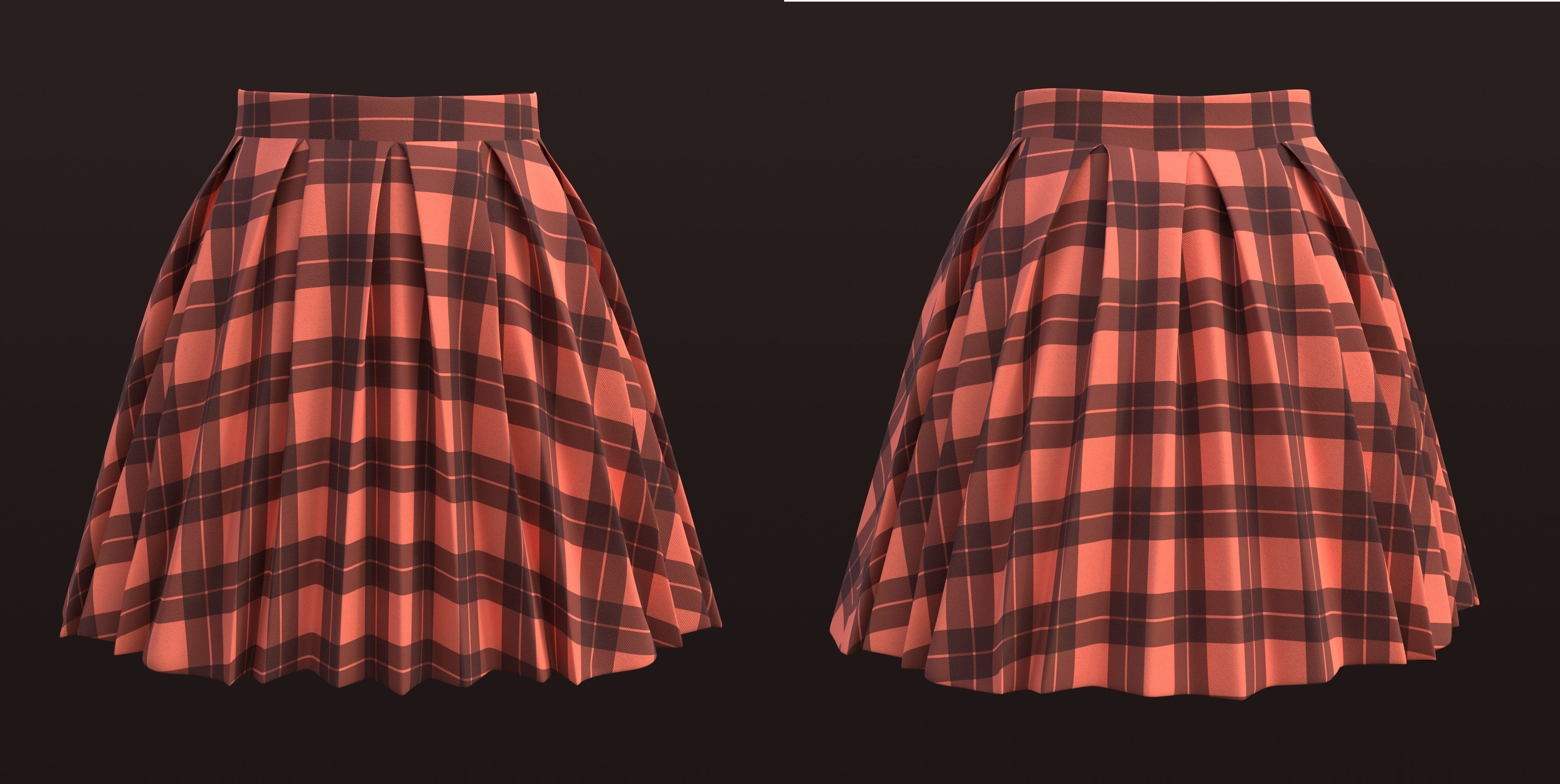 Plaid Pleated Mini Skirt - school uniform skirt Low-poly 3D model_1