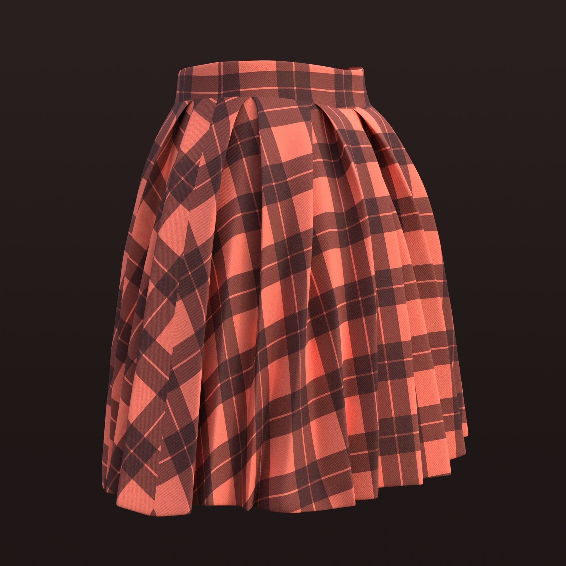 Plaid Pleated Mini Skirt - school uniform skirt Low-poly 3D model_18