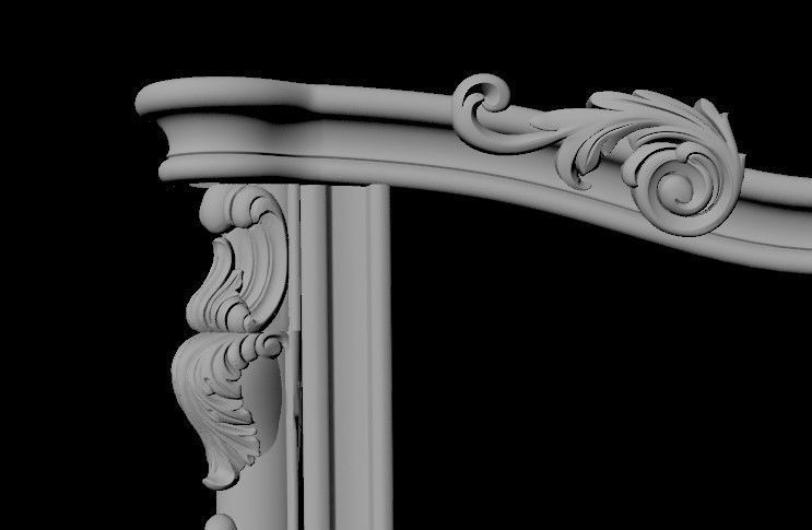 bed footboard and headboard plus mirror in excellent quality 3D model_5