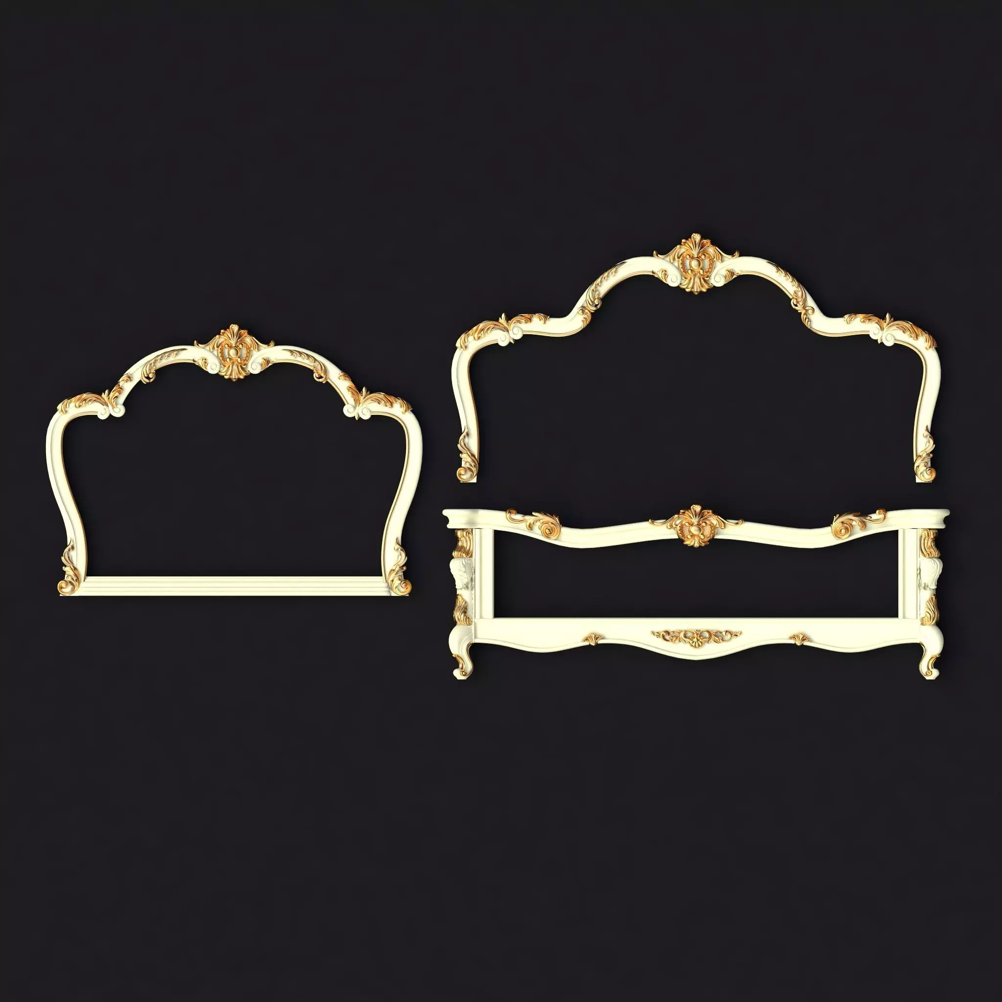 bed footboard and headboard plus mirror in excellent quality 3D model_0