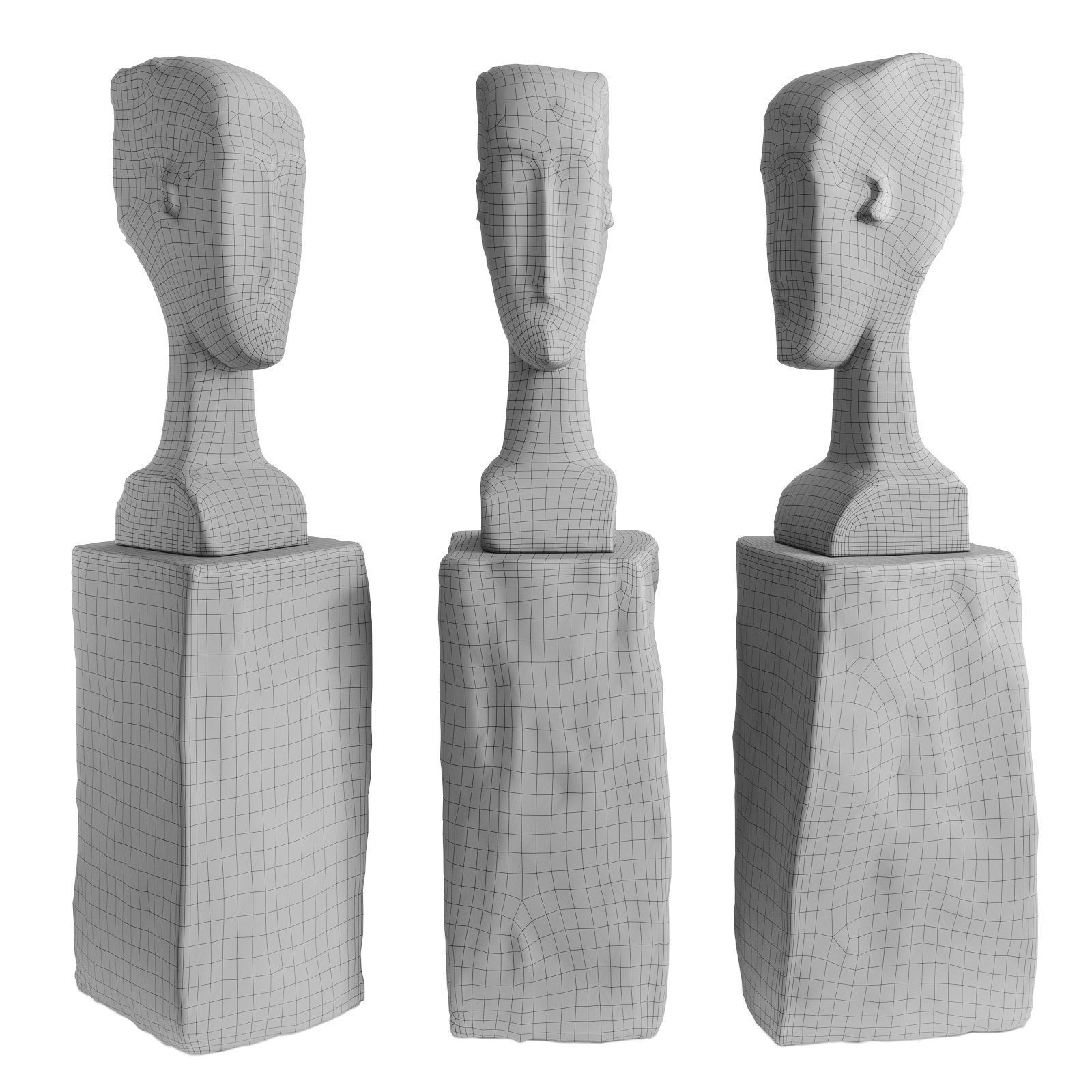 Female head figure Low-poly 3D model_4