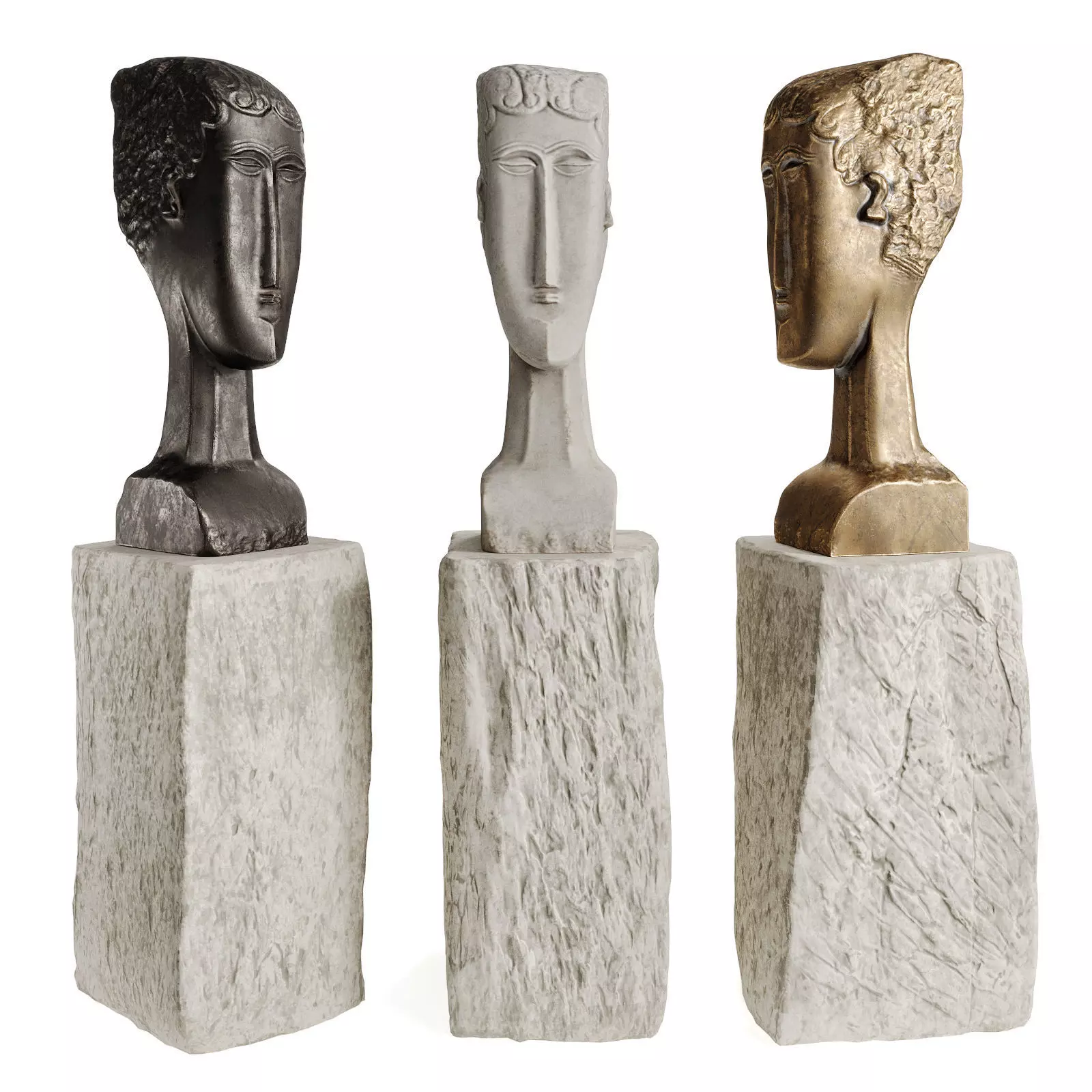 Female head figure Low-poly 3D model_0