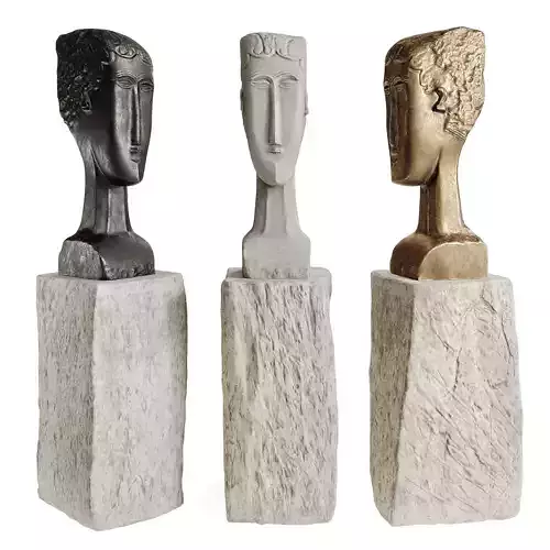 Female head figure Low-poly 3D model