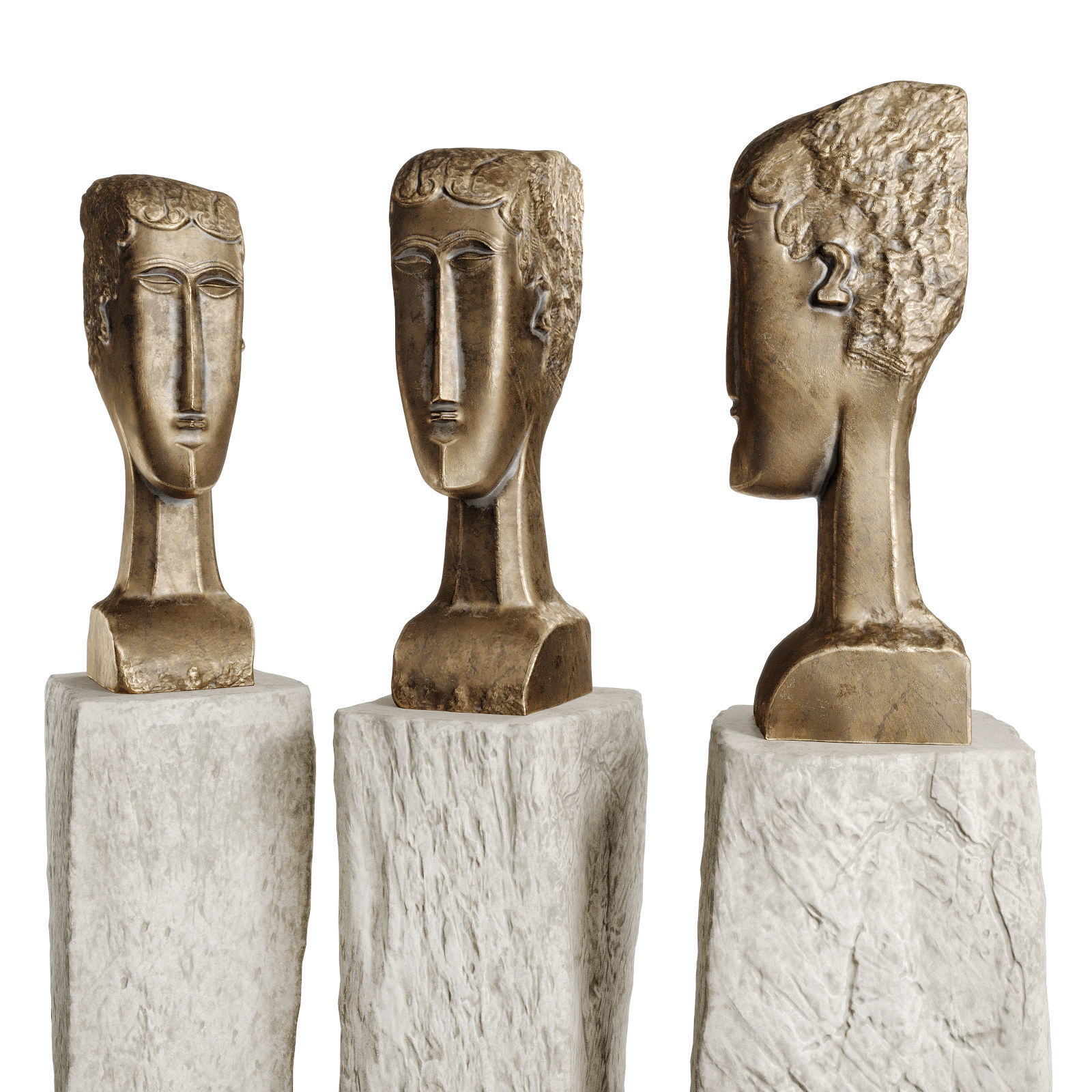 Female head figure Low-poly 3D model_3