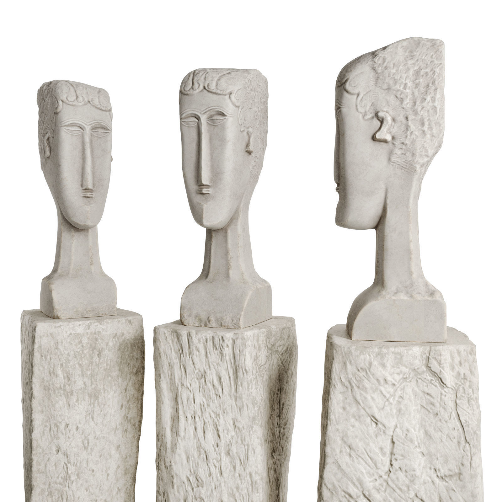 Female head figure Low-poly 3D model_1