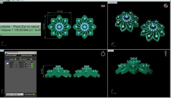 Diamond Floral stud 3D print model