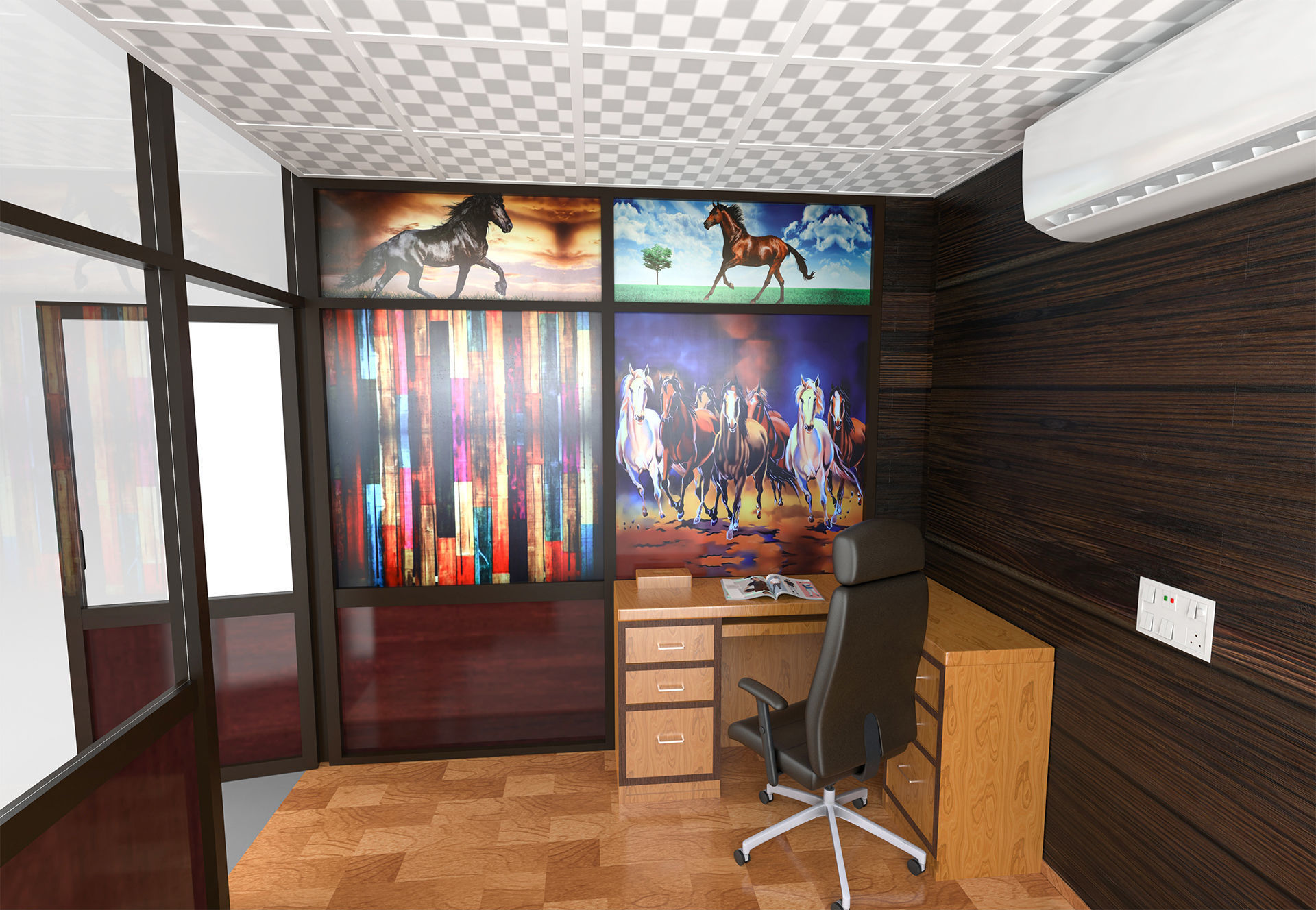 Office cabin scene 3d model  Low-poly 3D model_4