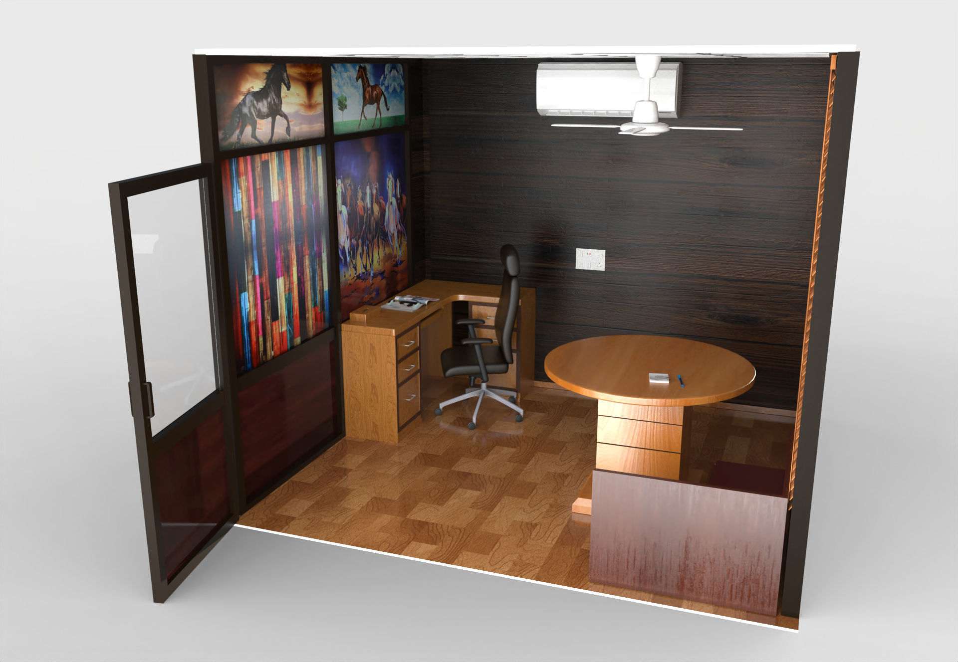 Office cabin scene 3d model  Low-poly 3D model_11