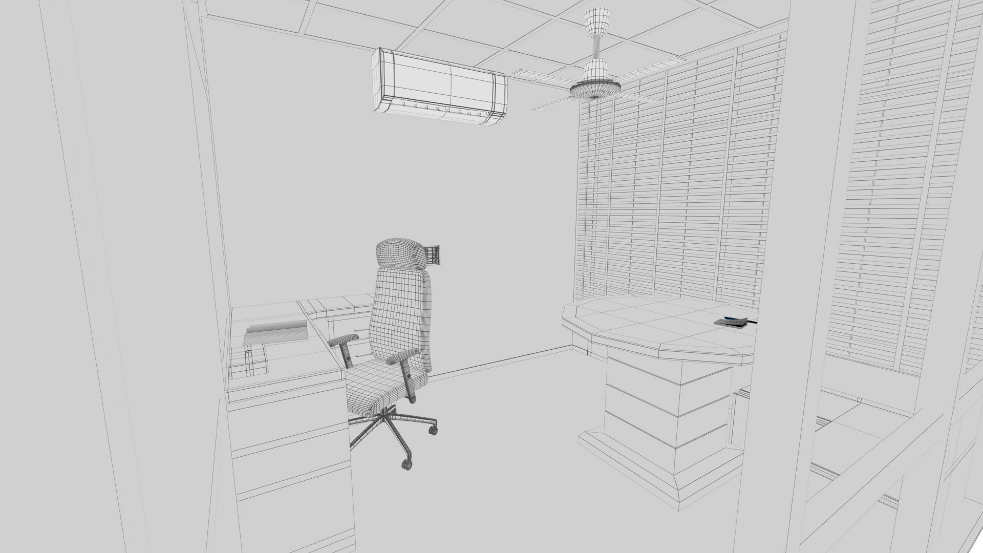 Office cabin scene 3d model  Low-poly 3D model_10