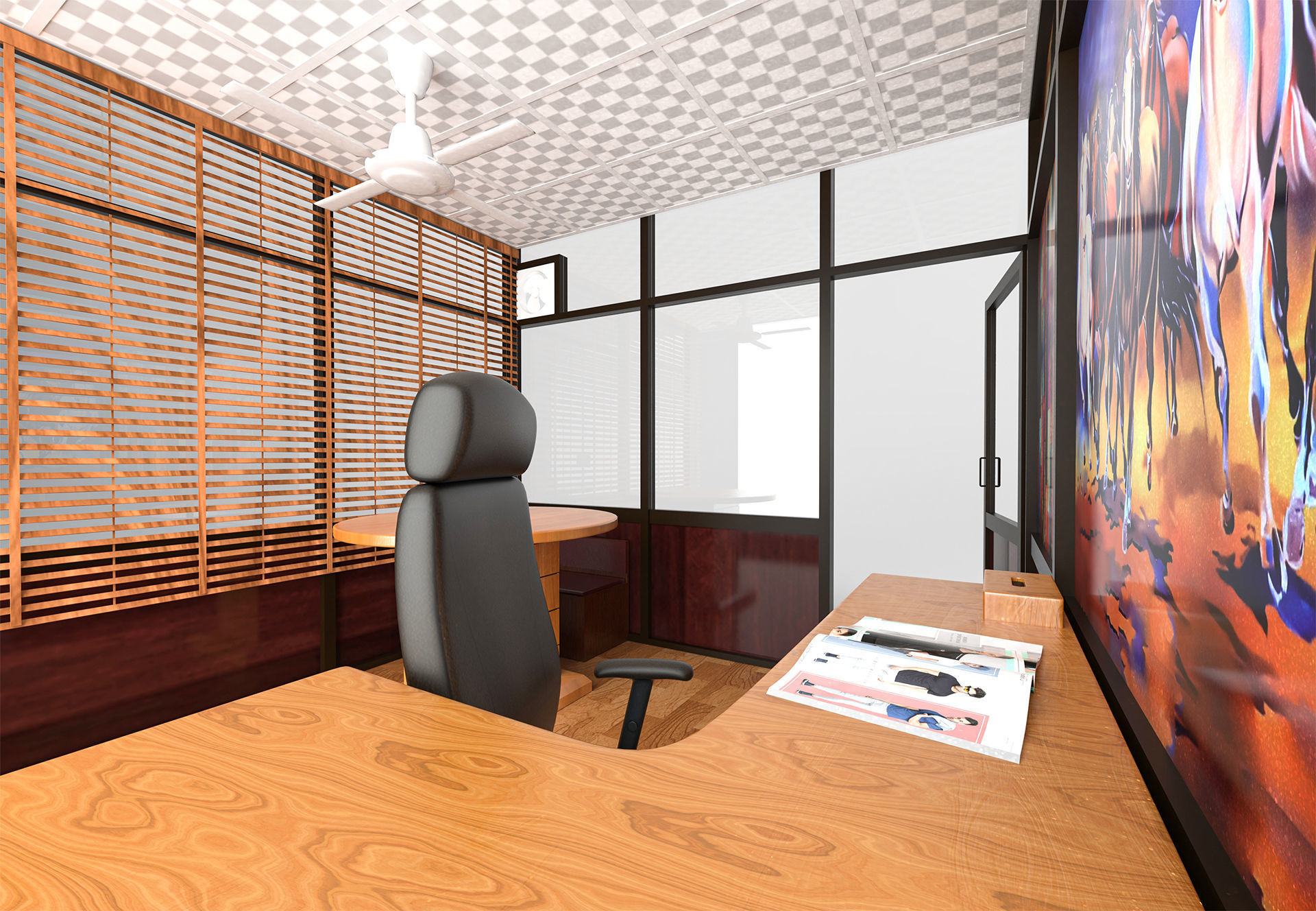 Office cabin scene 3d model  Low-poly 3D model_5