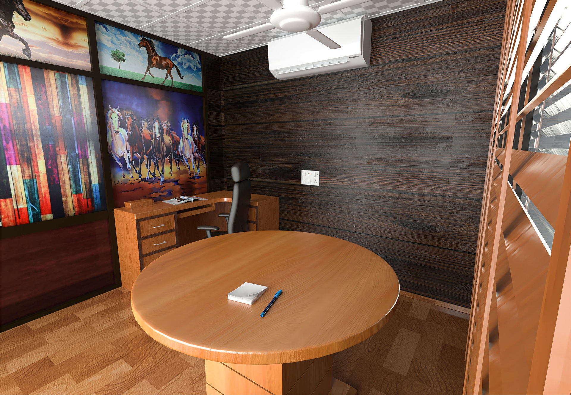 Office cabin scene 3d model  Low-poly 3D model_7