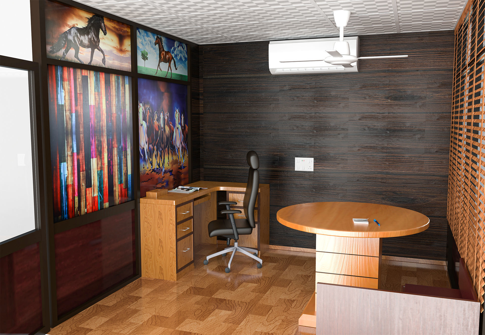 Office cabin scene 3d model  Low-poly 3D model_3