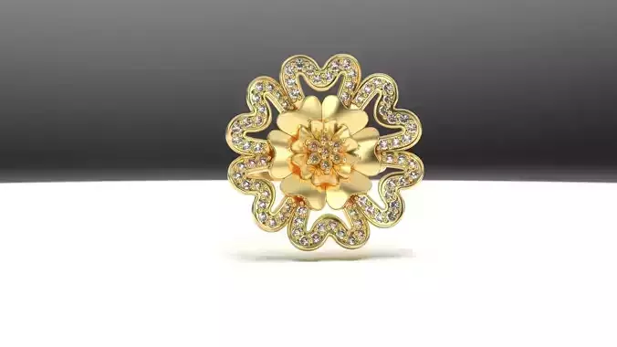 art deco heart flower diamond