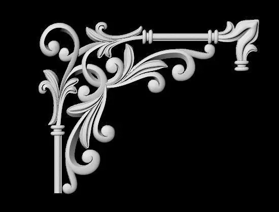 Corner decor ornament for furniture 3D model_0