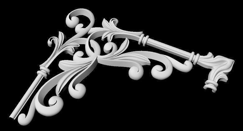 Corner decor ornament for furniture 3D model_1