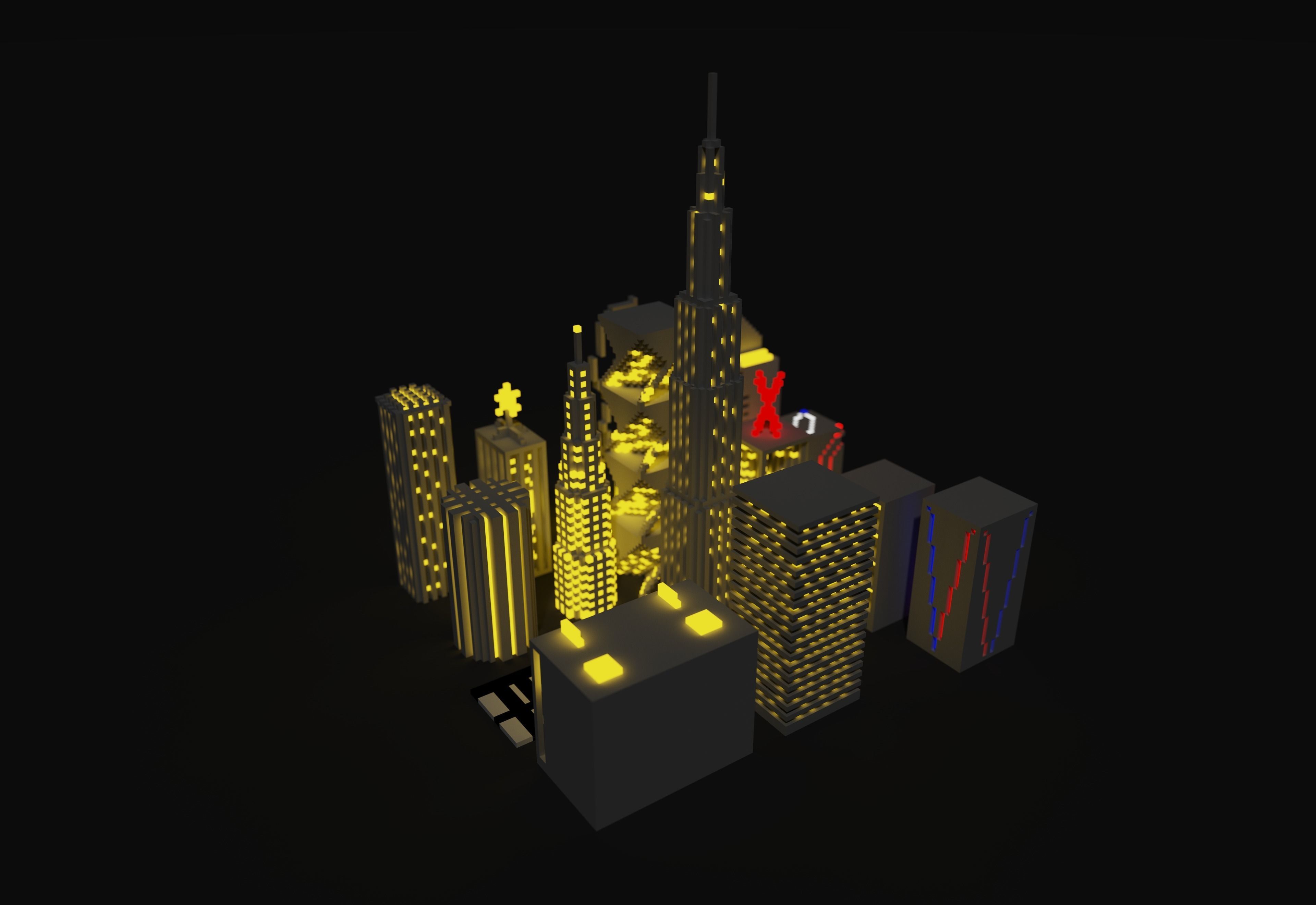 Town for game Low-poly 3D model_2