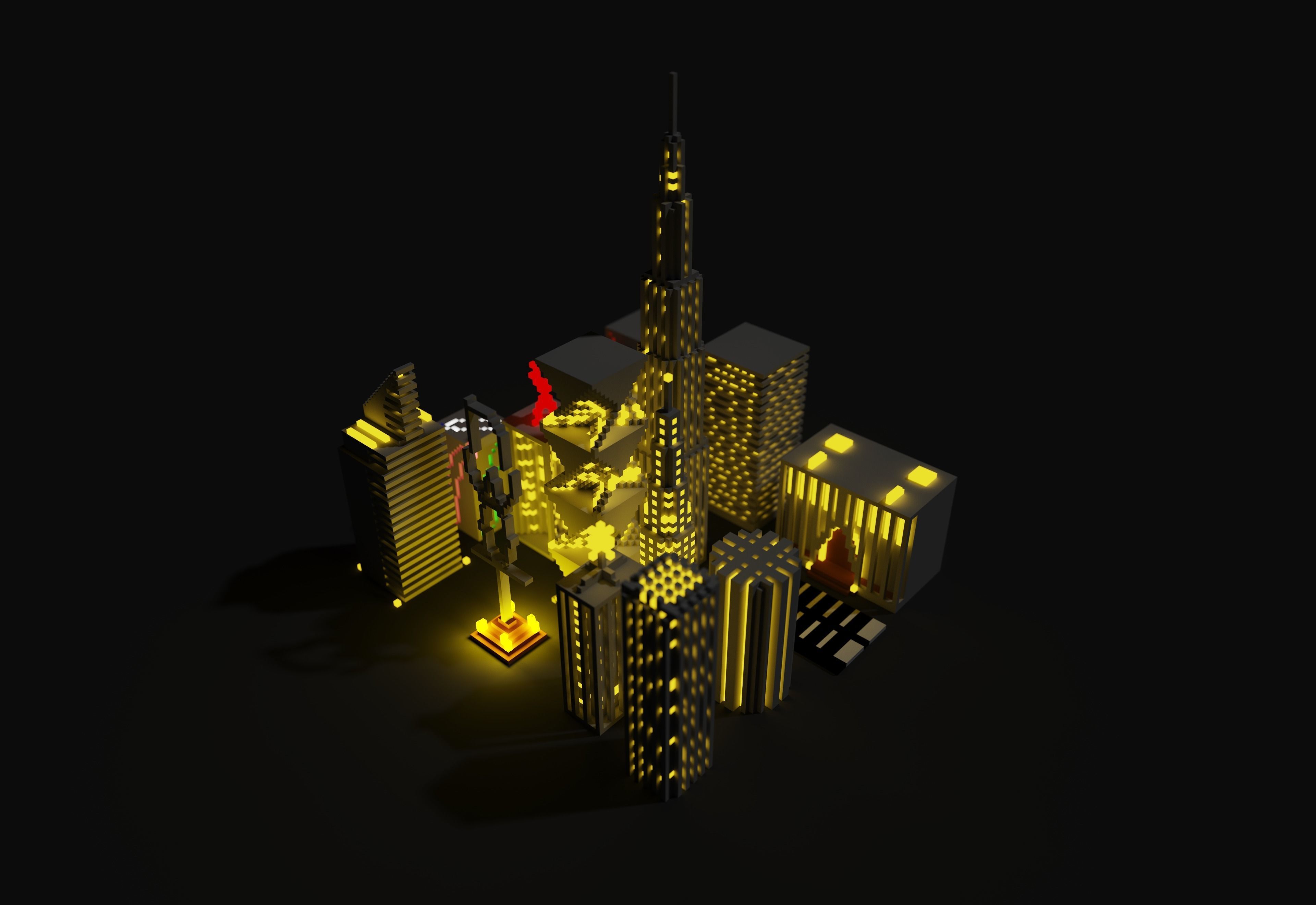 Town for game Low-poly 3D model_0