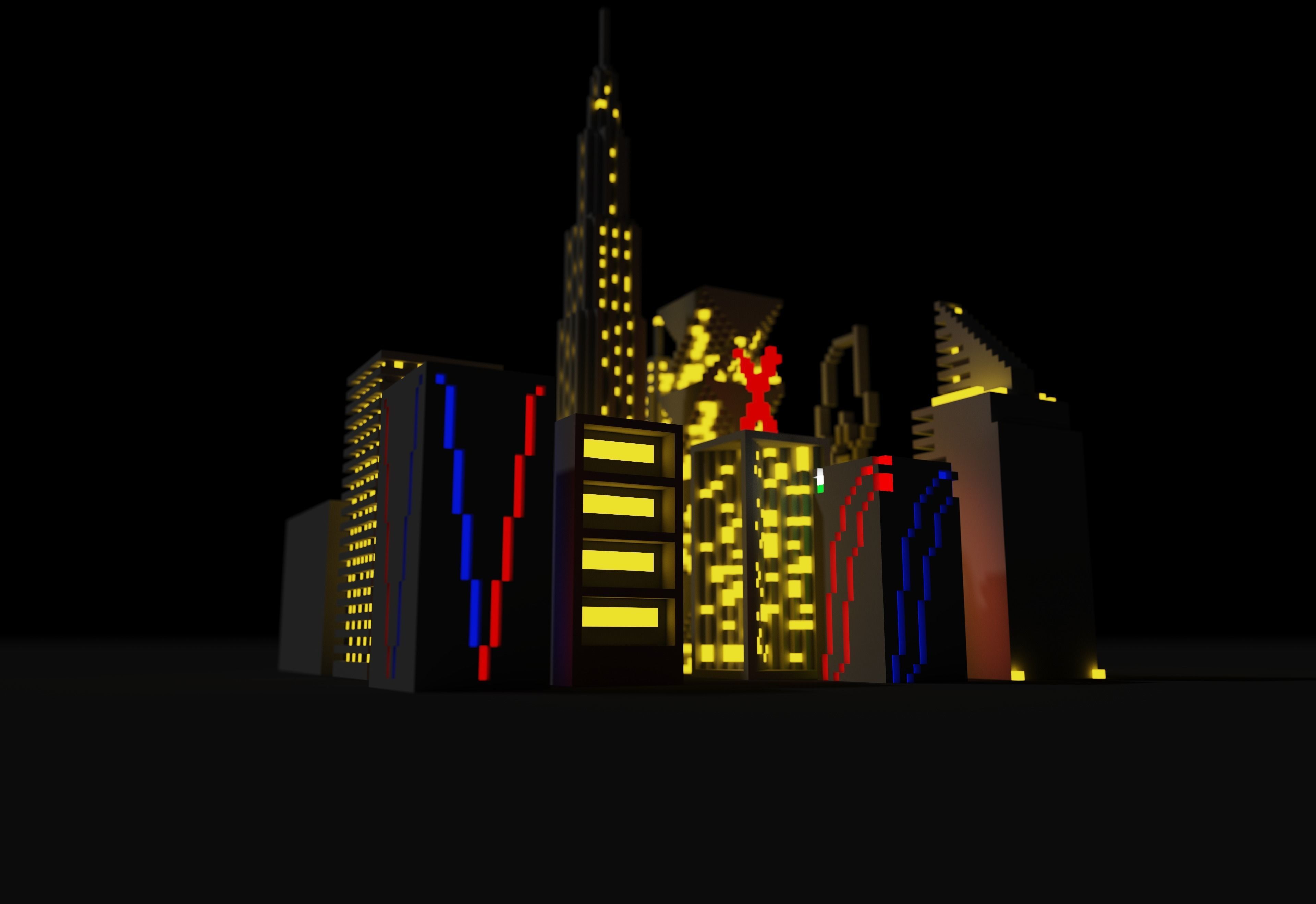 Town for game Low-poly 3D model_3