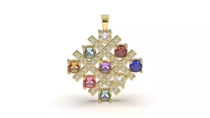 navratana diamond pendant