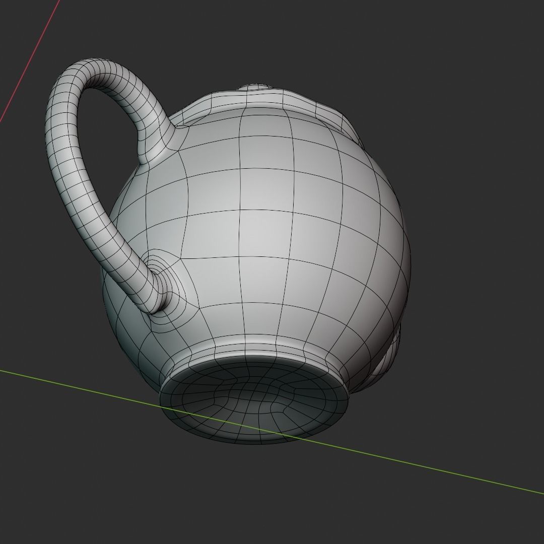 Teapot and cup on wooden table 3D model_4