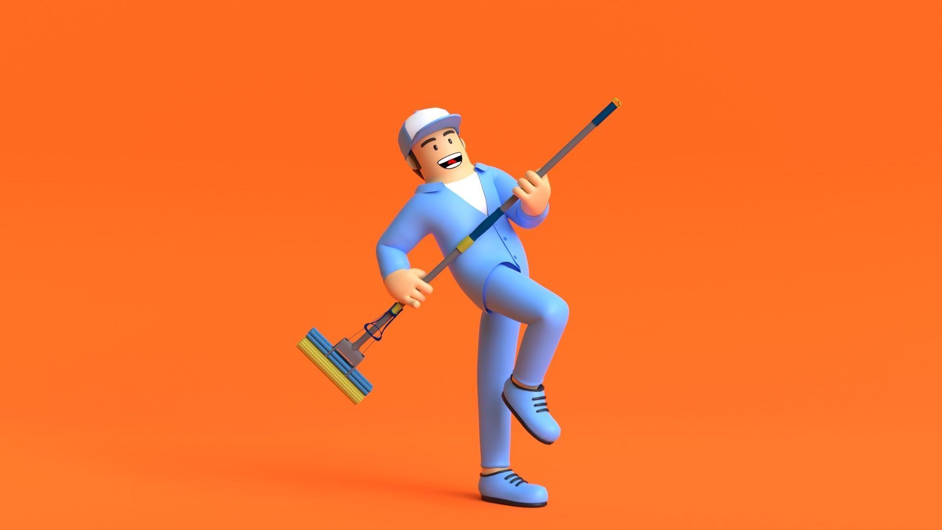 Minimal Worker 3D Cartoon Character 3D model_3