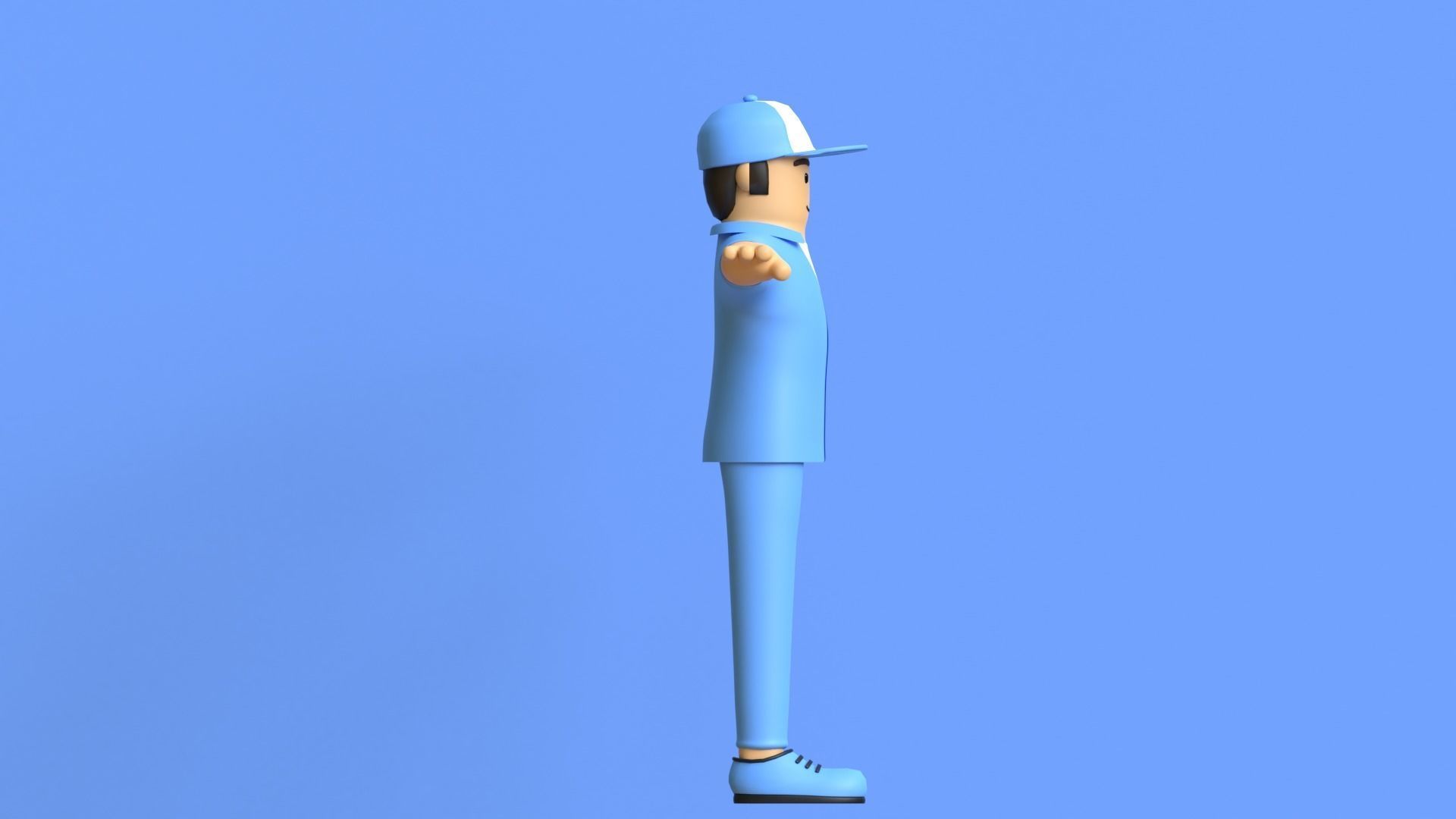 Minimal Worker 3D Cartoon Character 3D model_9