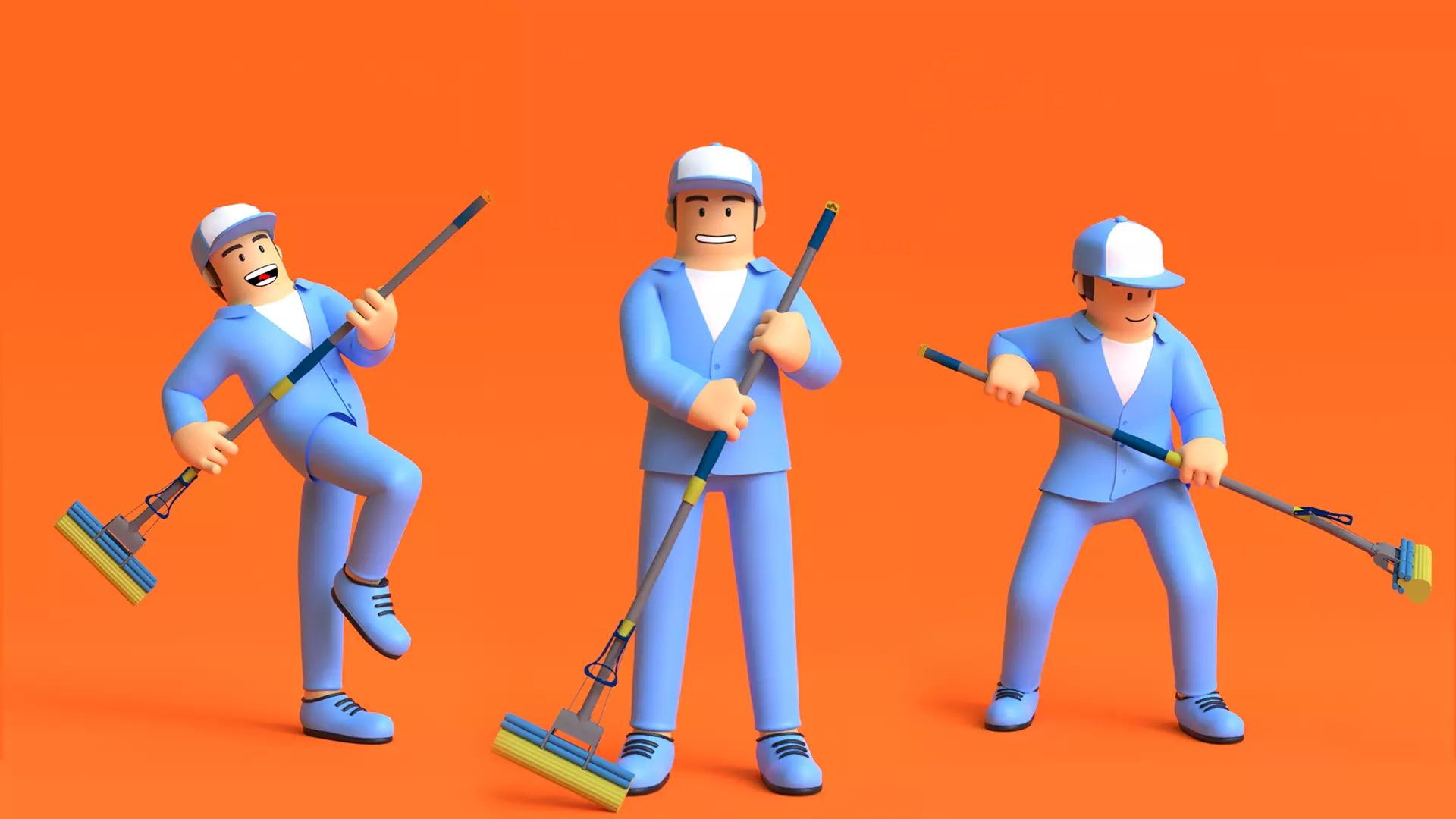 Minimal Worker 3D Cartoon Character 3D model_0