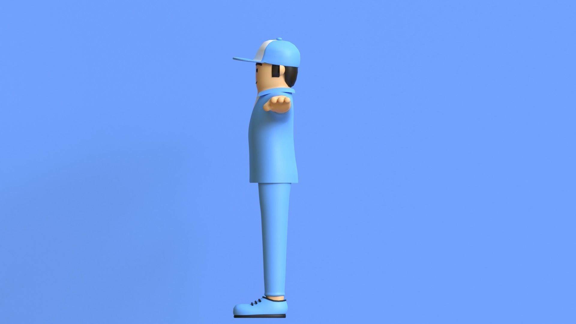 Minimal Worker 3D Cartoon Character 3D model_11