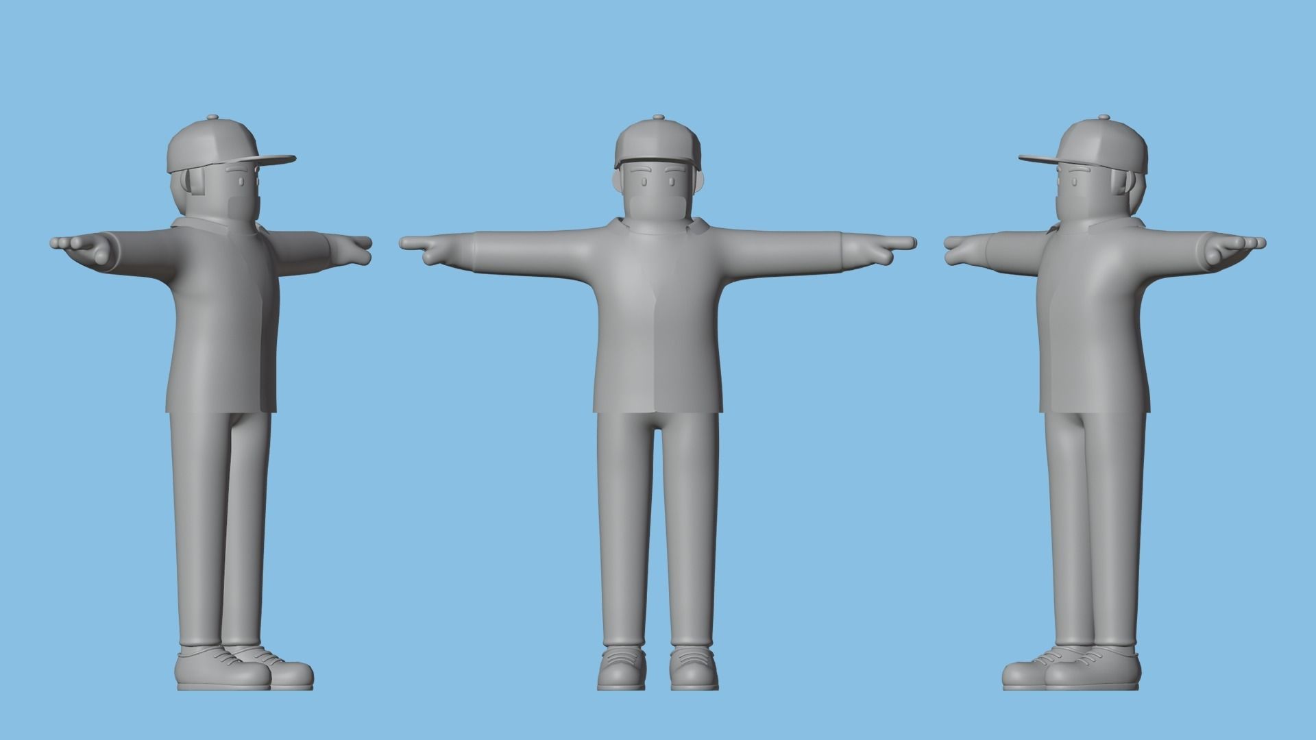 Minimal Worker 3D Cartoon Character 3D model_6