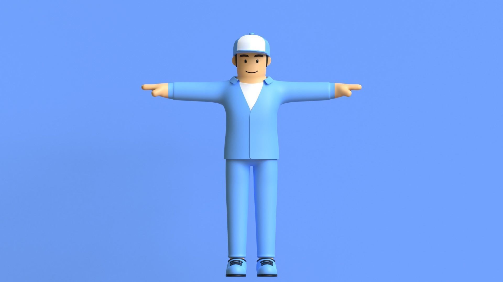 Minimal Worker 3D Cartoon Character 3D model_8