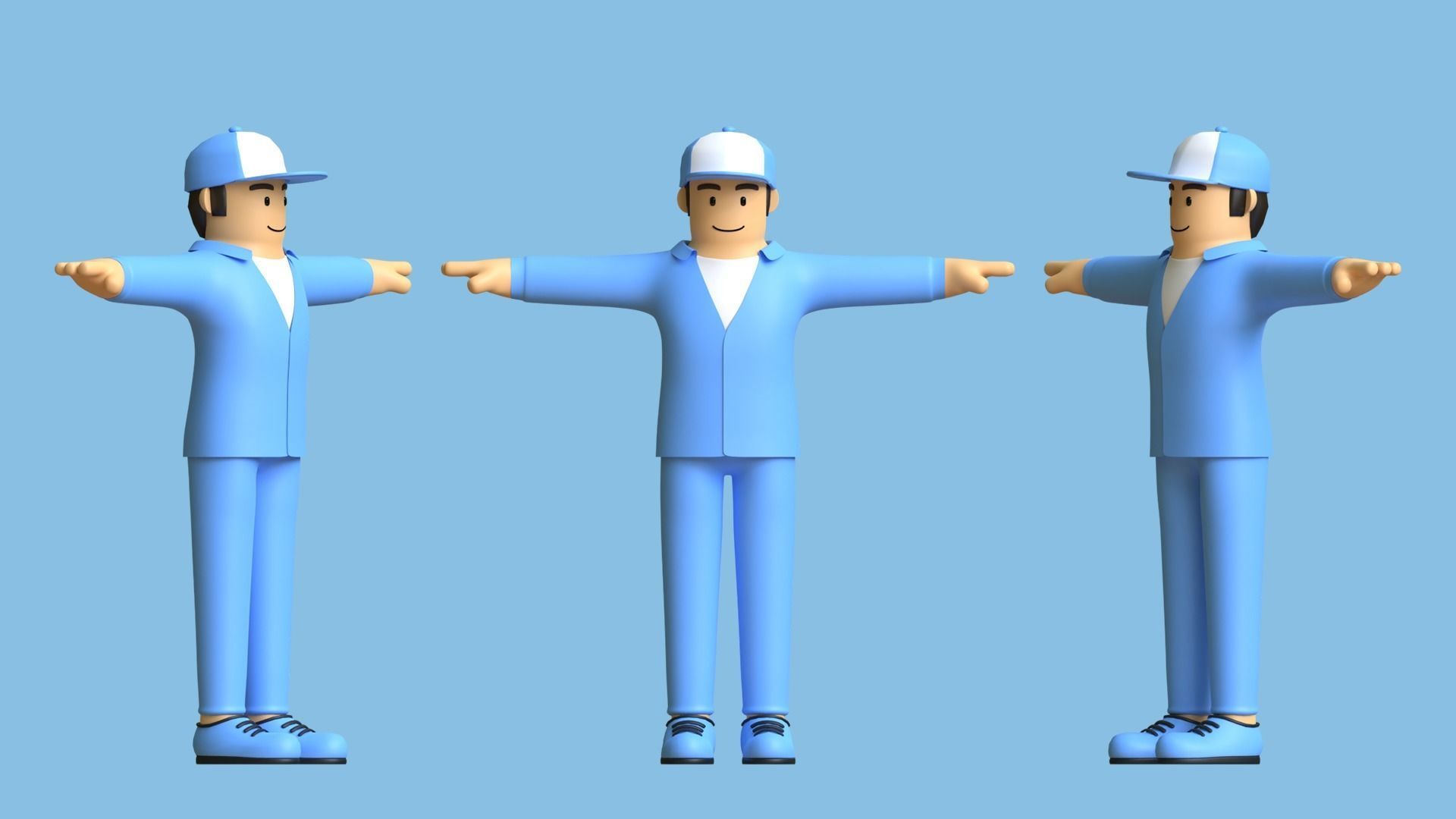 Minimal Worker 3D Cartoon Character 3D model_5
