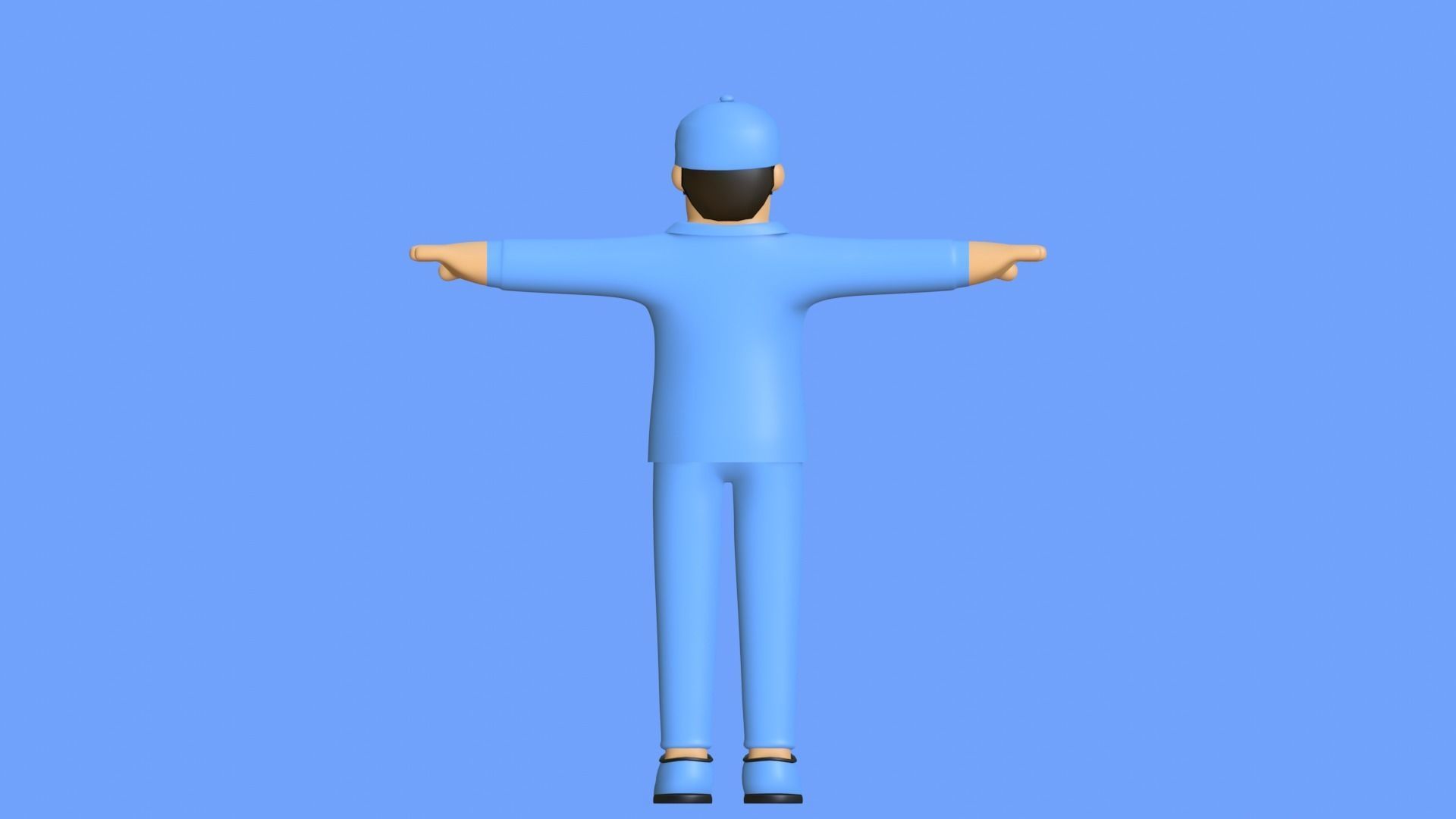 Minimal Worker 3D Cartoon Character 3D model_14